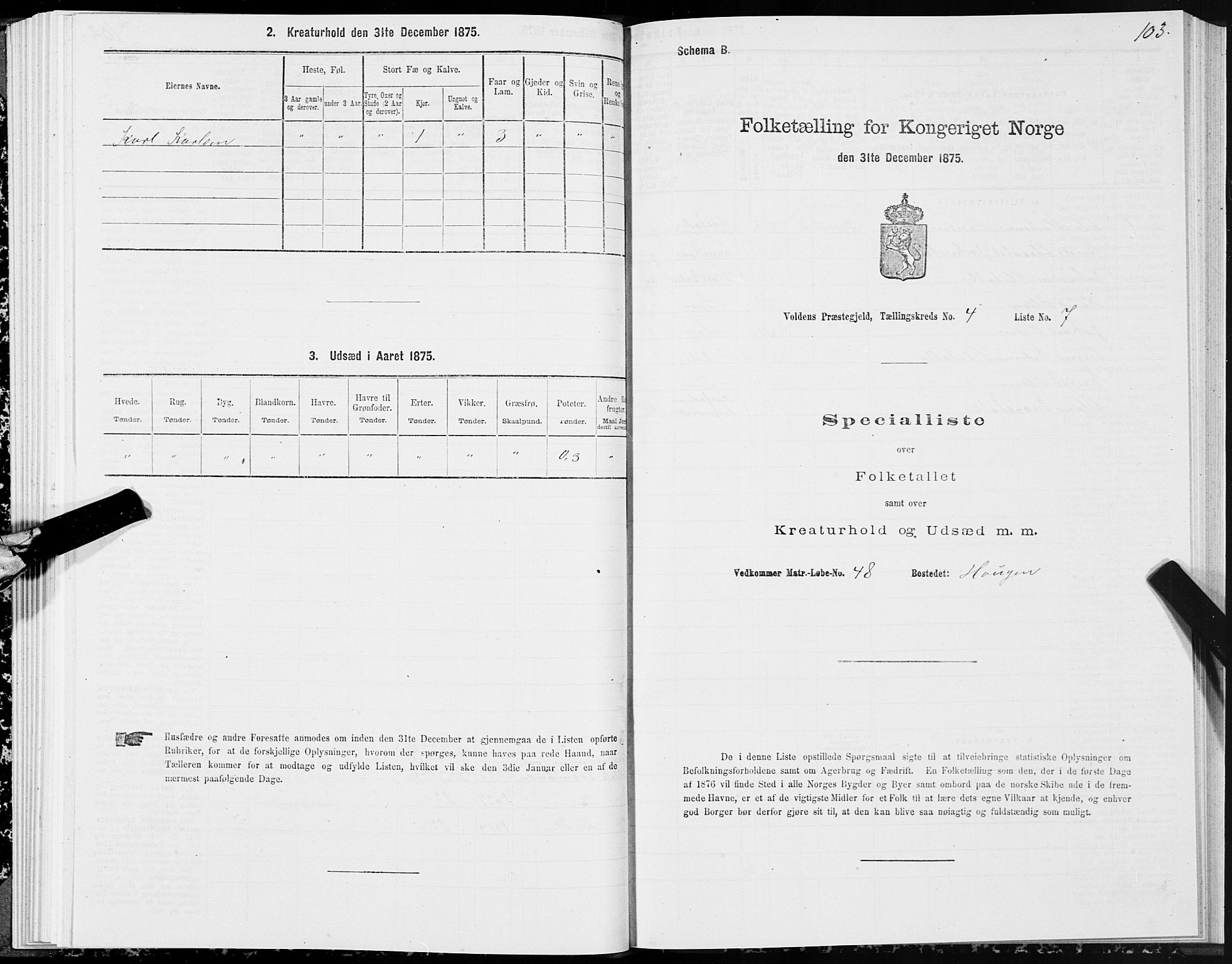 SAT, 1875 census for 1519P Volda, 1875, p. 3103