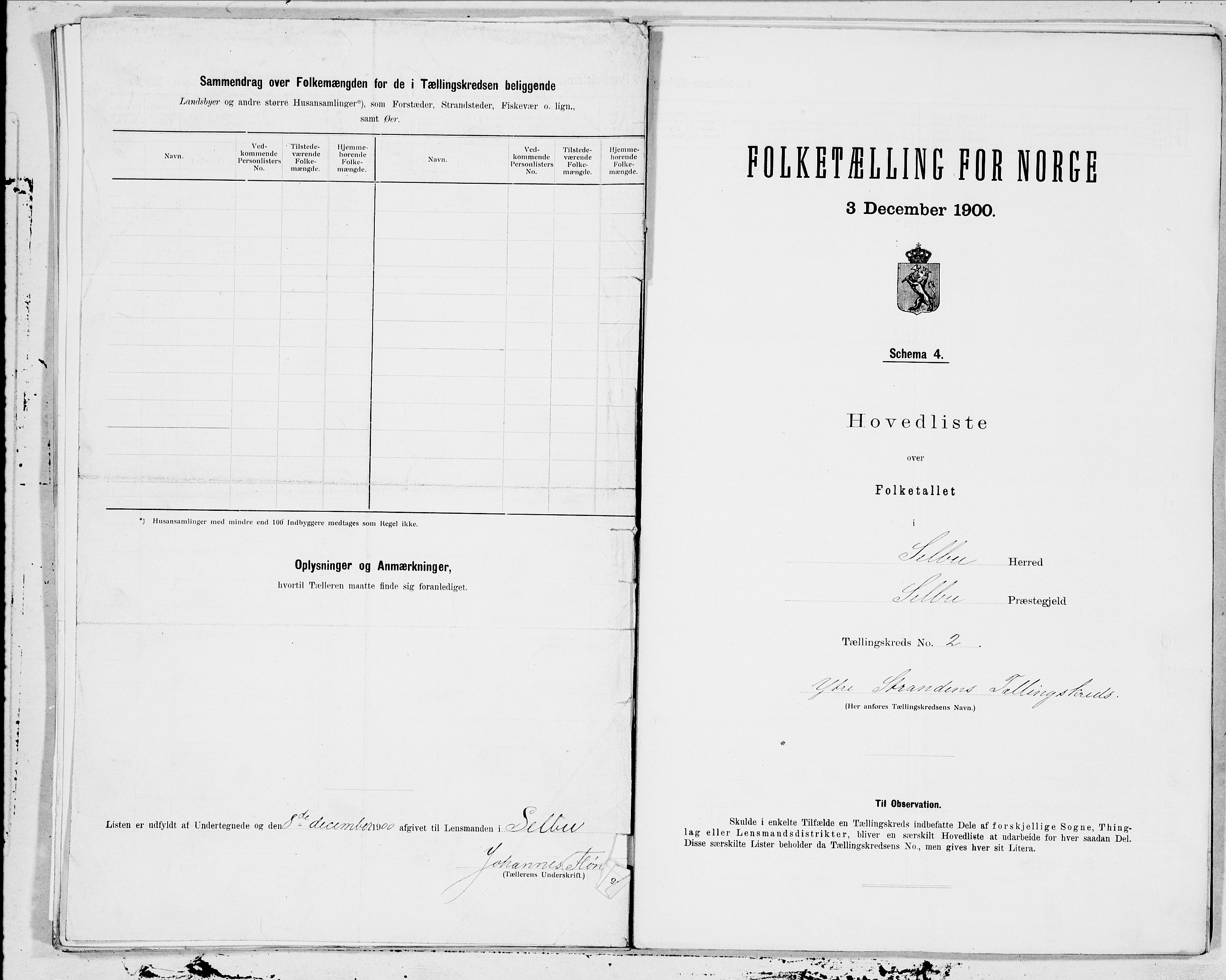 SAT, 1900 census for Selbu, 1900, p. 4