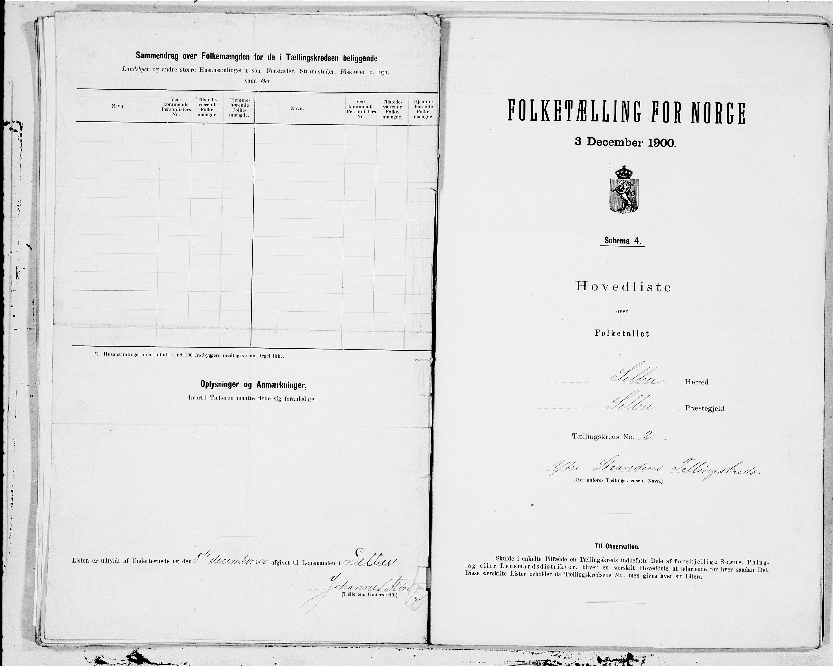 SAT, 1900 census for Selbu, 1900, p. 4