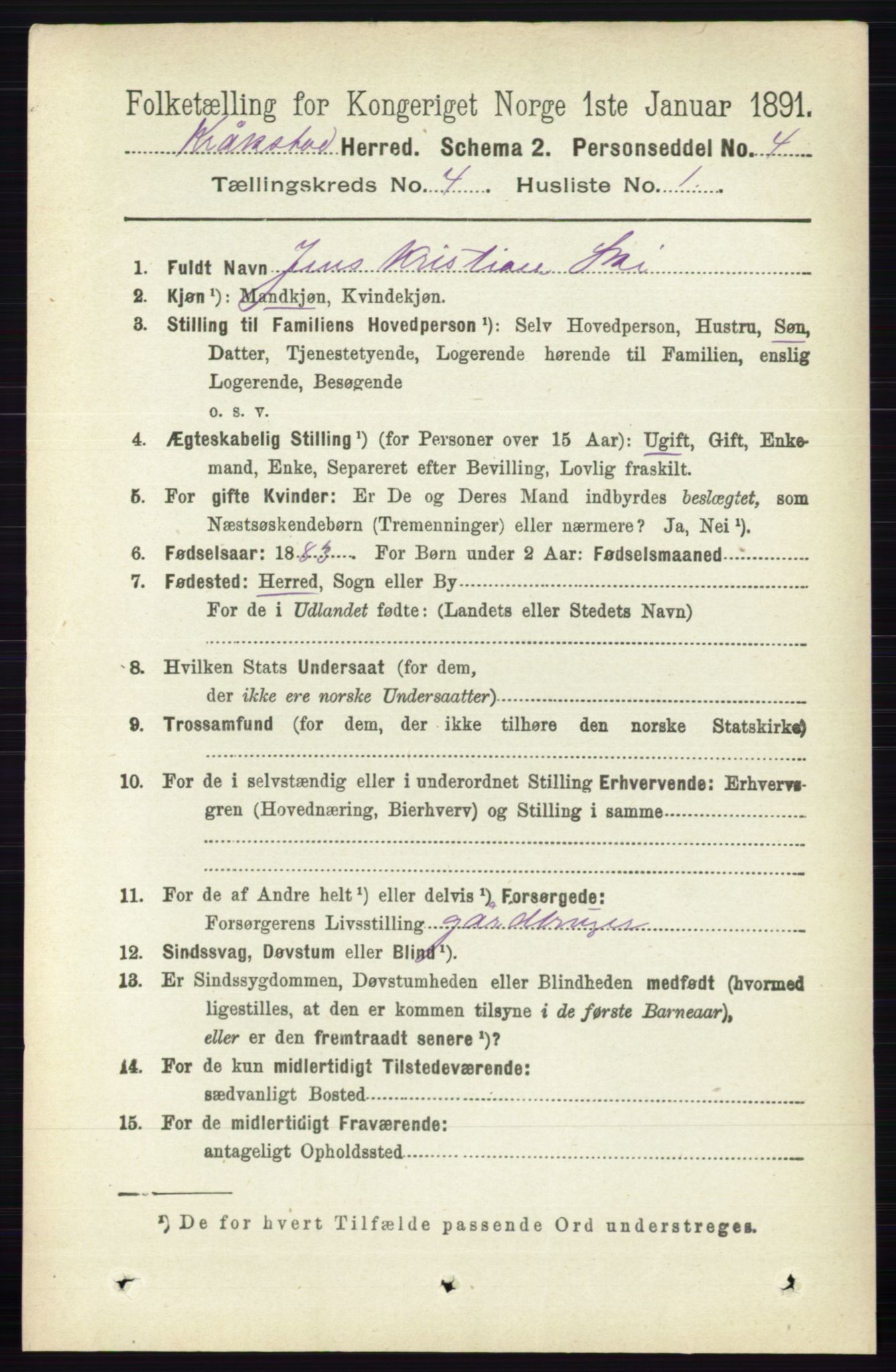 RA, 1891 census for 0212 Kråkstad, 1891, p. 1723