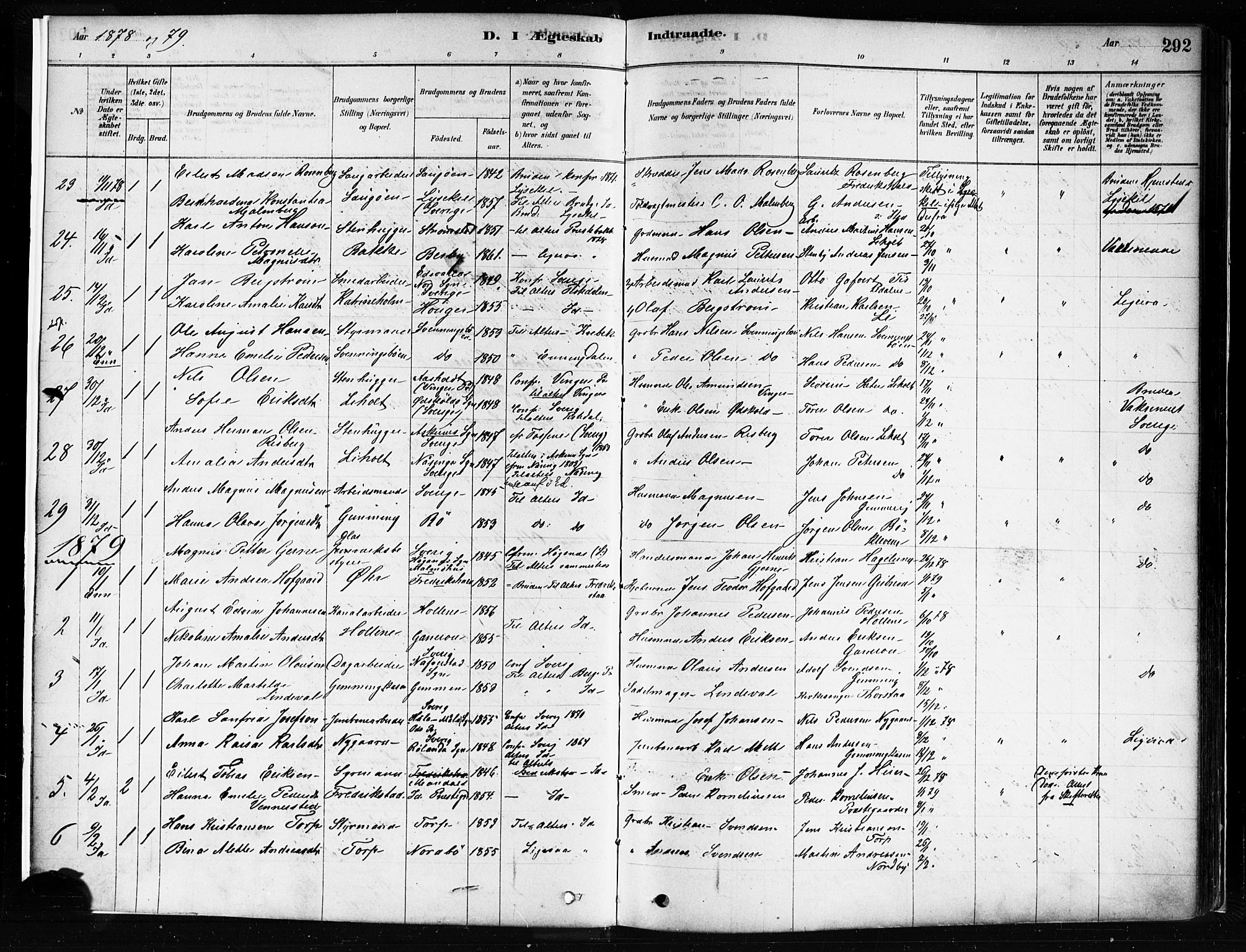 Idd prestekontor Kirkebøker, SAO/A-10911/F/Fc/L0006b: Parish register (official) no. III 6B, 1878-1903, p. 292