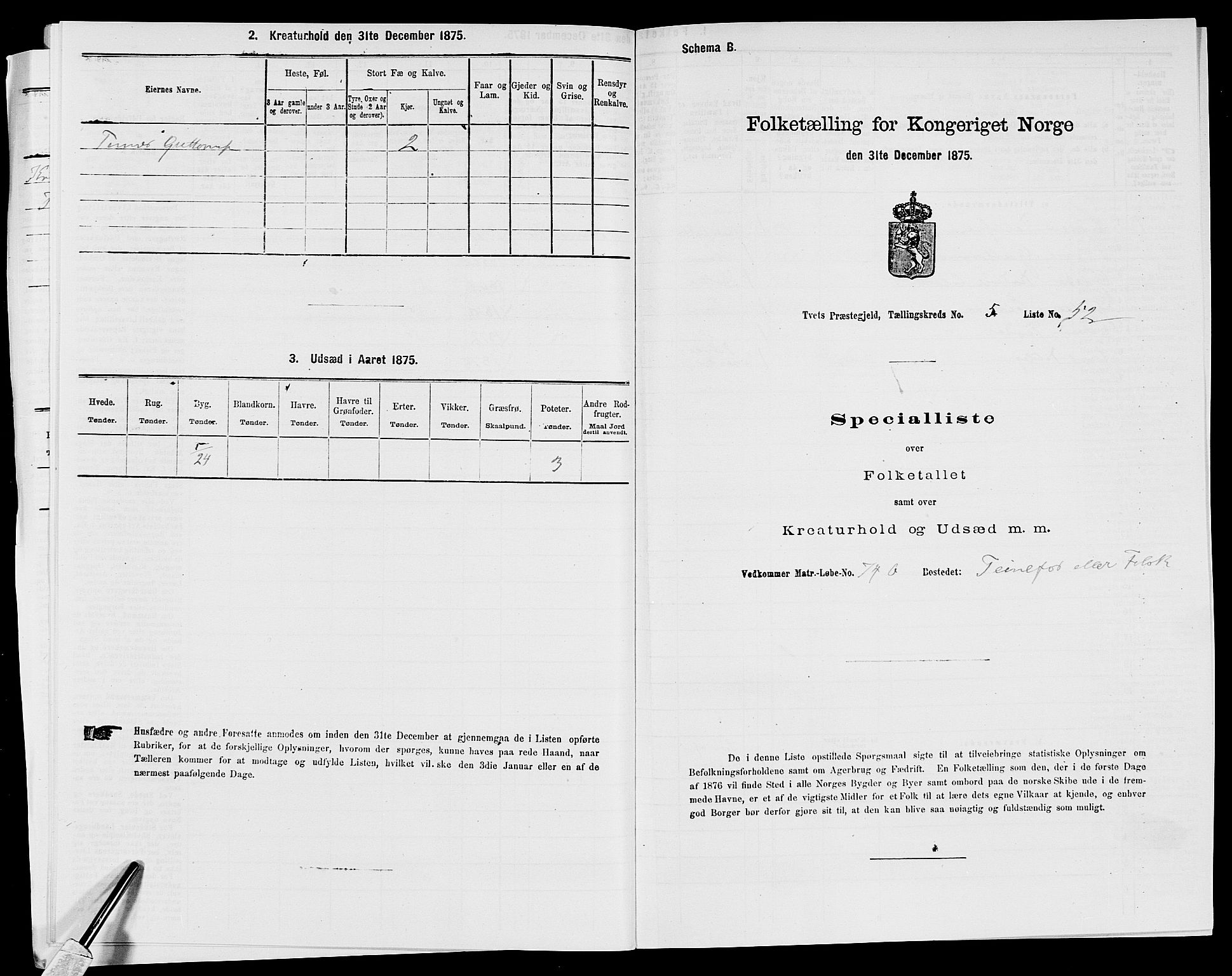 SAK, 1875 census for 1013P Tveit, 1875, p. 763