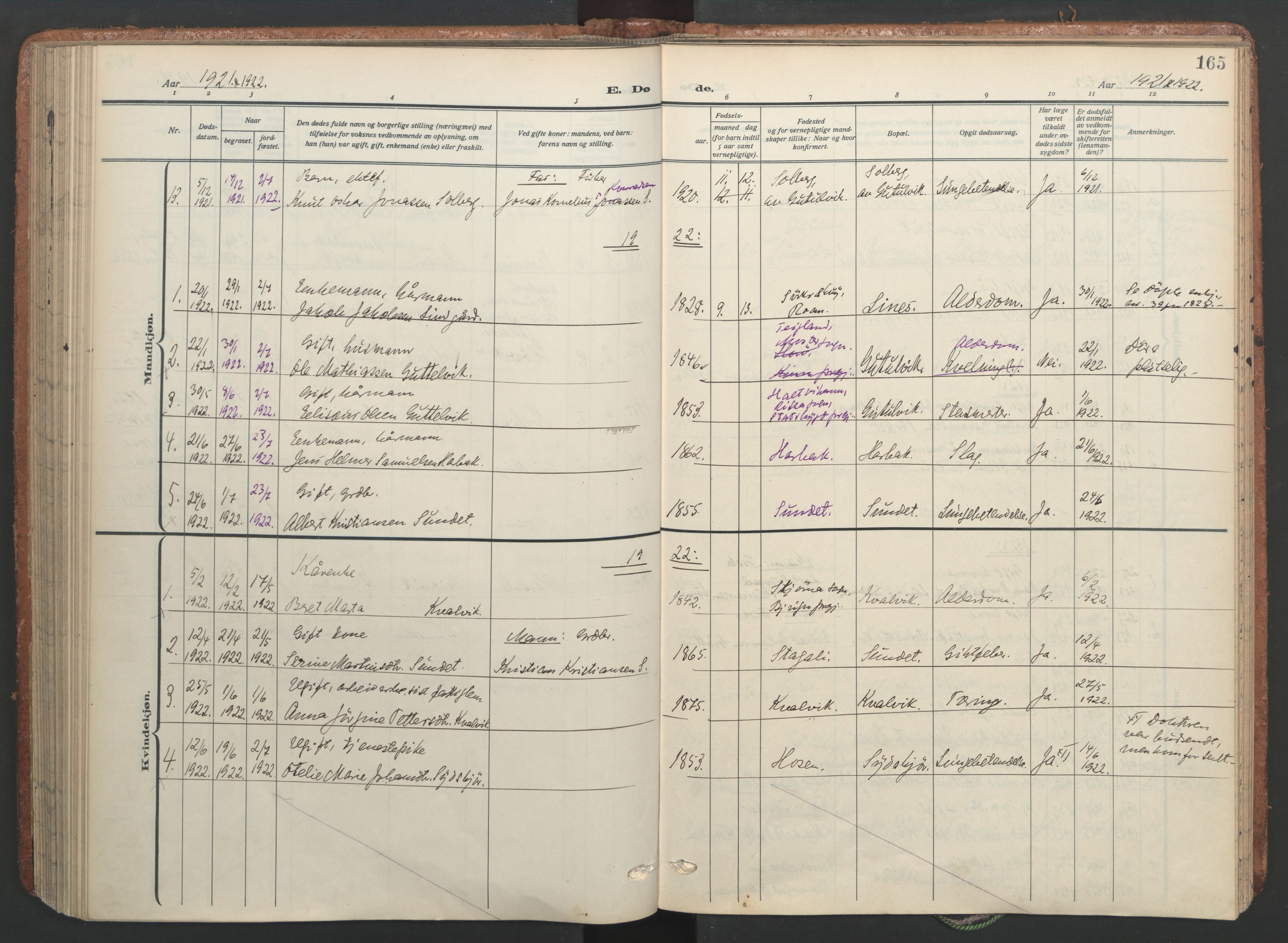 Ministerialprotokoller, klokkerbøker og fødselsregistre - Sør-Trøndelag, SAT/A-1456/656/L0694: Parish register (official) no. 656A03, 1914-1931, p. 165