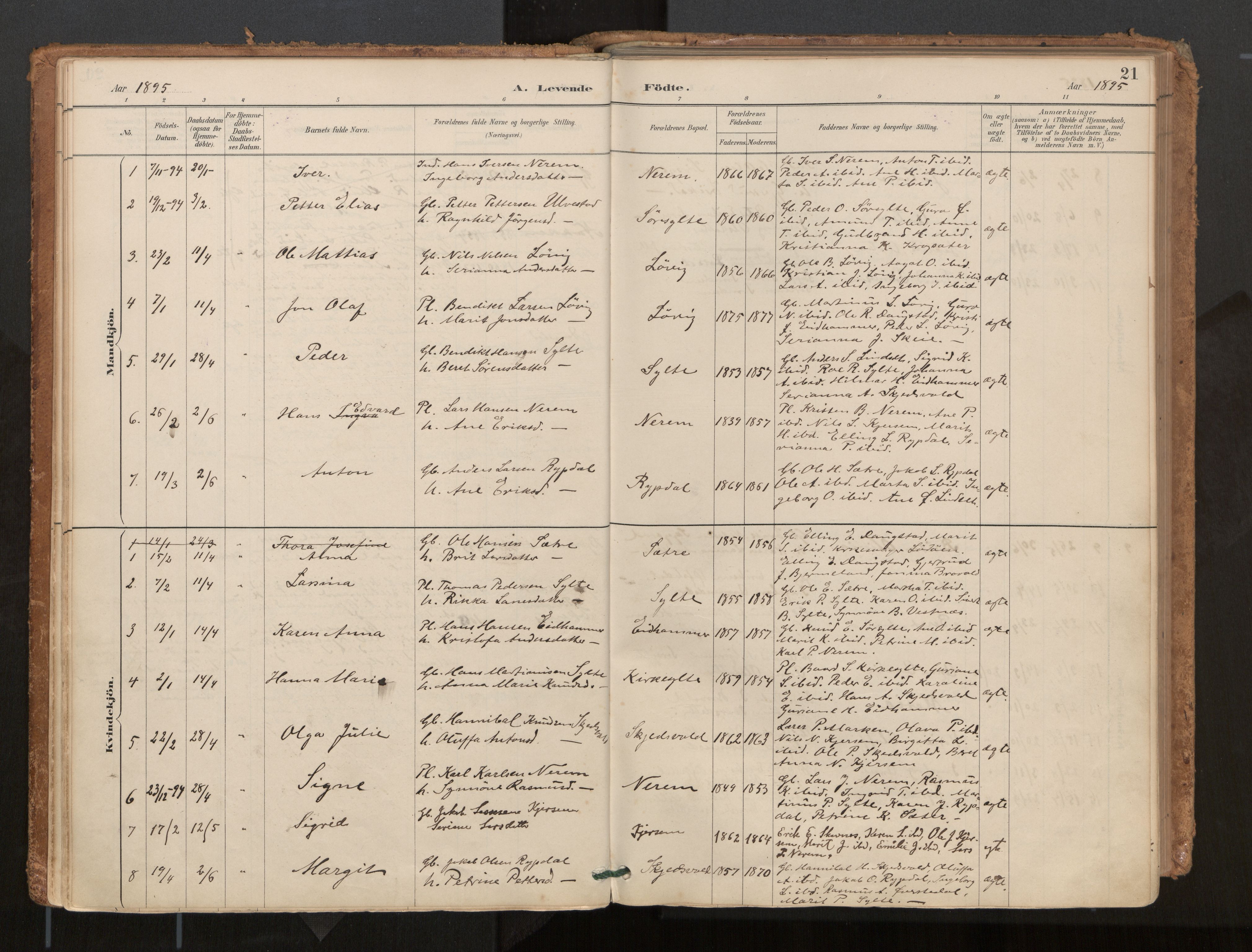 Ministerialprotokoller, klokkerbøker og fødselsregistre - Møre og Romsdal, AV/SAT-A-1454/541/L0545a: Parish register (official) no. 541A03, 1887-1912, p. 21