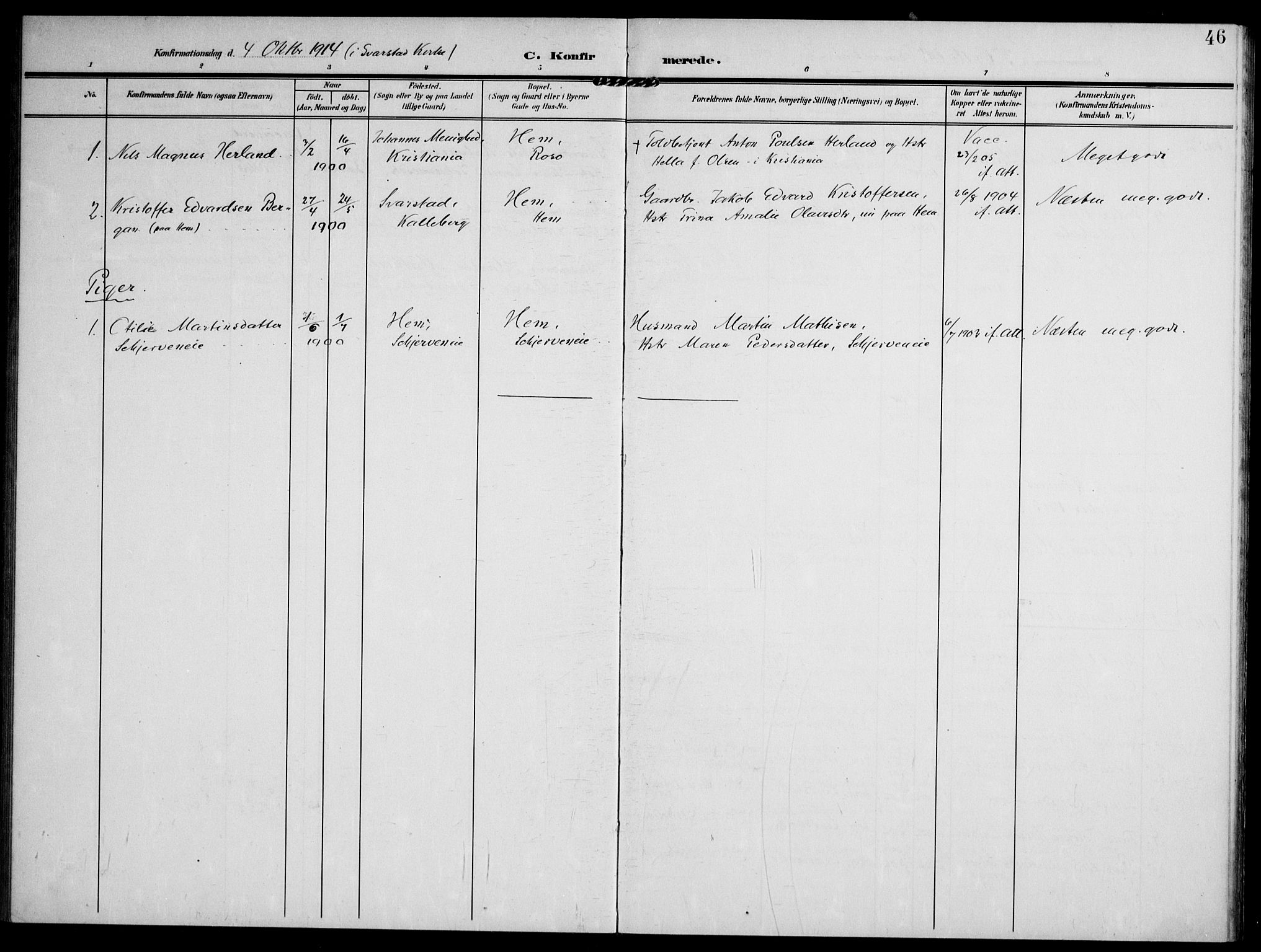 Lardal kirkebøker, SAKO/A-350/F/Fc/L0002: Parish register (official) no. III 2, 1907-1921, p. 46