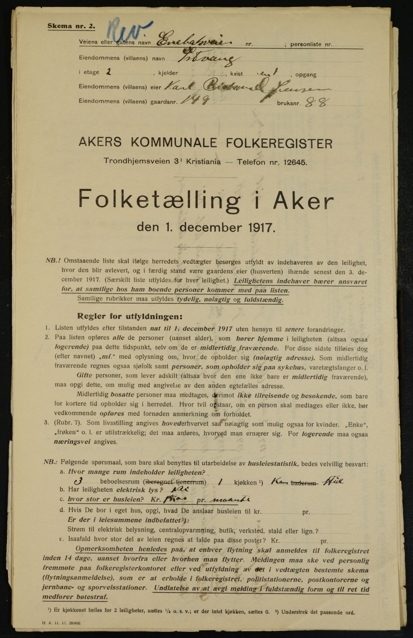 OBA, Municipal Census 1917 for Aker, 1917, p. 22936