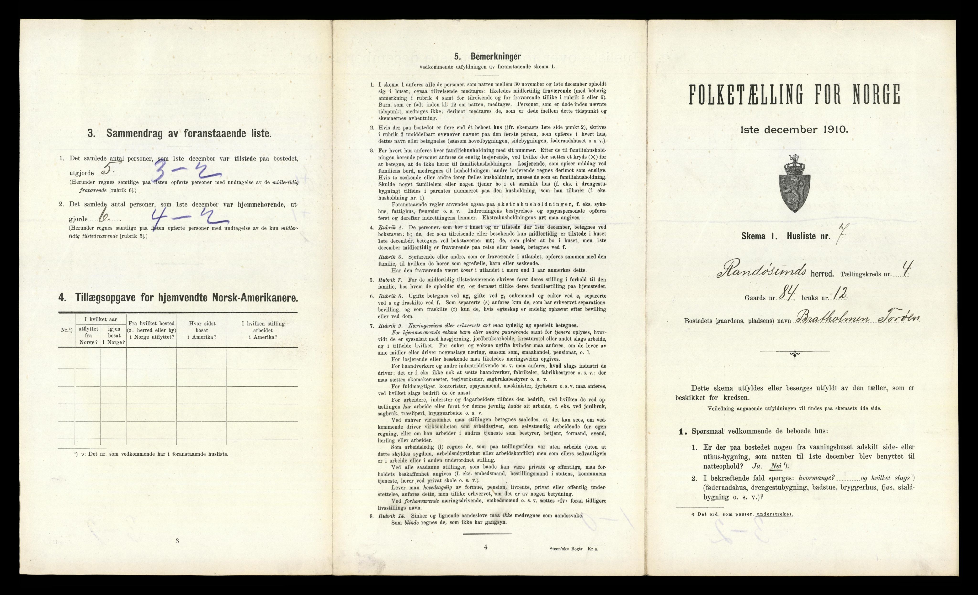 RA, 1910 census for Randesund, 1910, p. 290