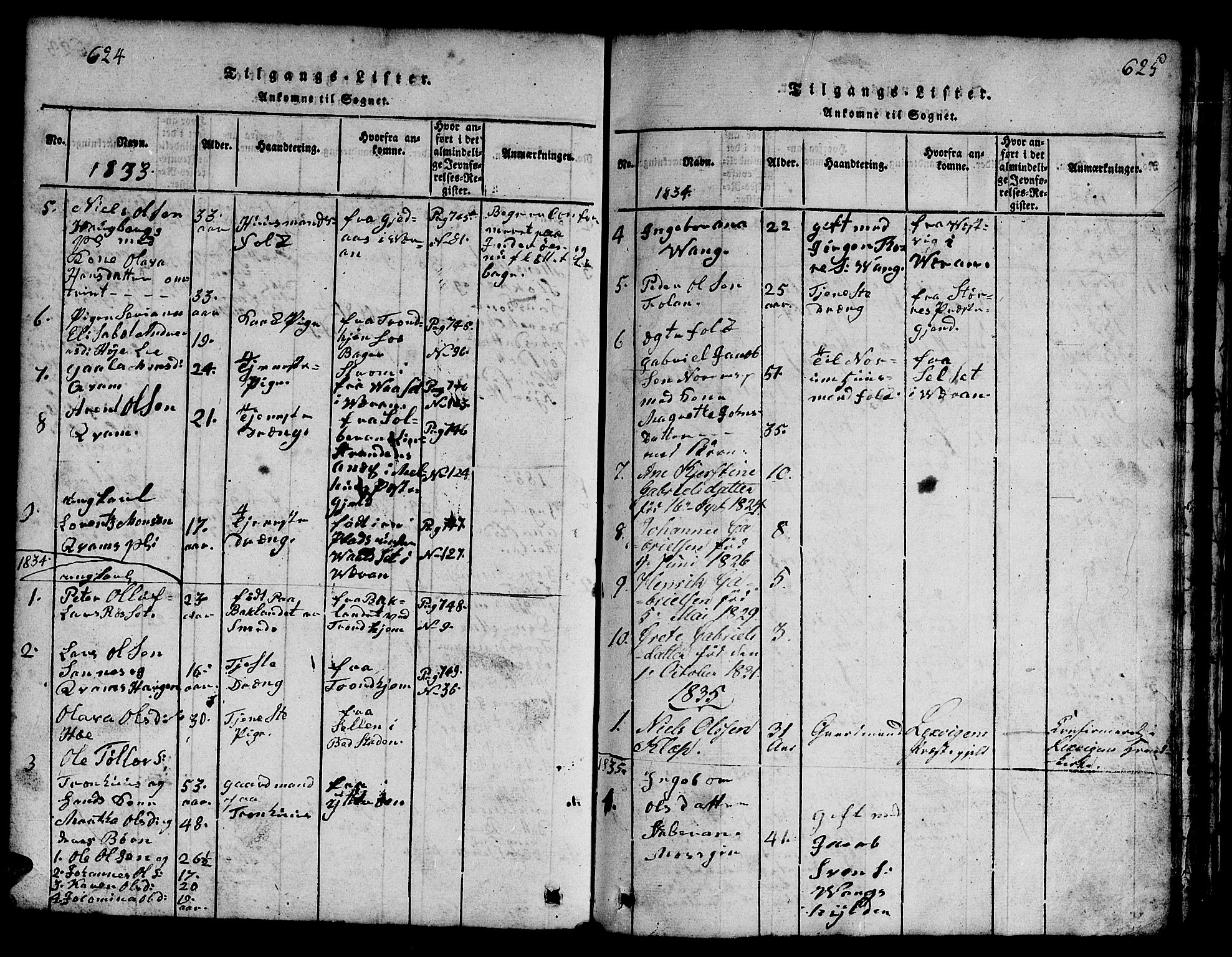 Ministerialprotokoller, klokkerbøker og fødselsregistre - Nord-Trøndelag, AV/SAT-A-1458/730/L0298: Parish register (copy) no. 730C01, 1816-1849, p. 624-625