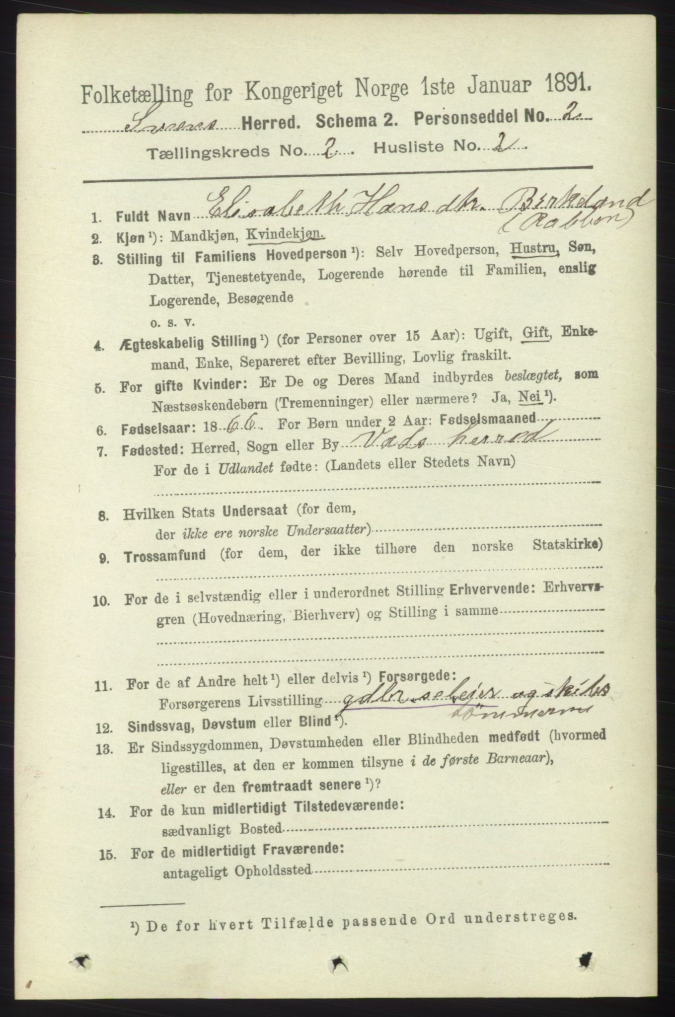 RA, 1891 census for 1216 Sveio, 1891, p. 520