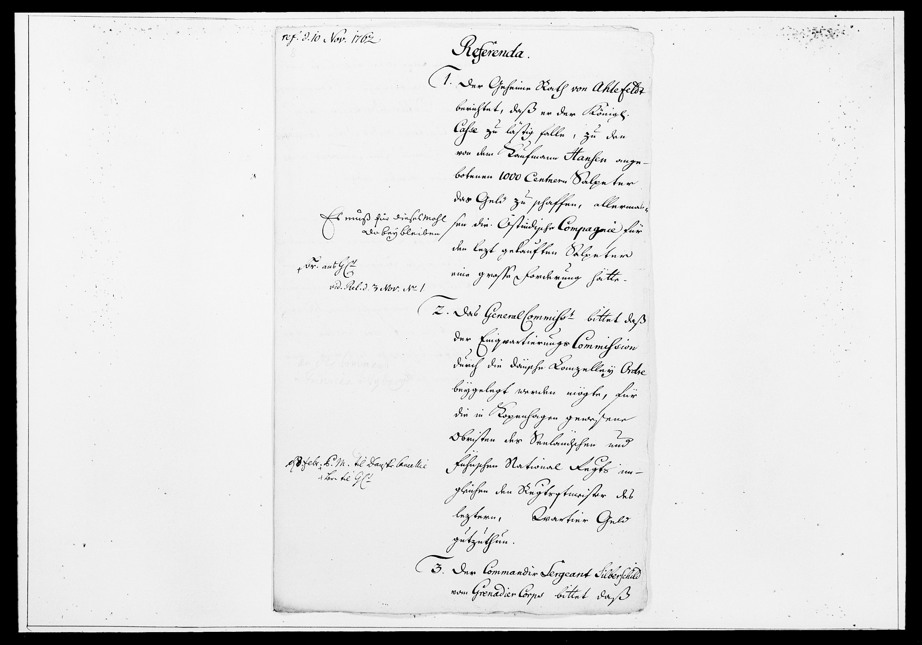 Krigskollegiet, Krigskancelliet, DRA/A-0006/-/1386-1405: Refererede sager, 1762, p. 836