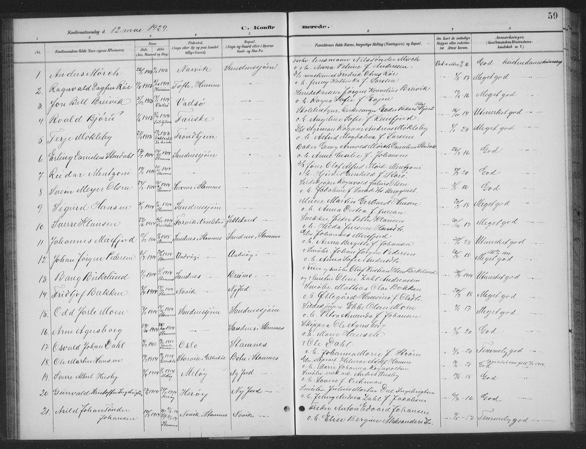 Ministerialprotokoller, klokkerbøker og fødselsregistre - Nordland, AV/SAT-A-1459/831/L0479: Parish register (copy) no. 831C06, 1897-1936, p. 59