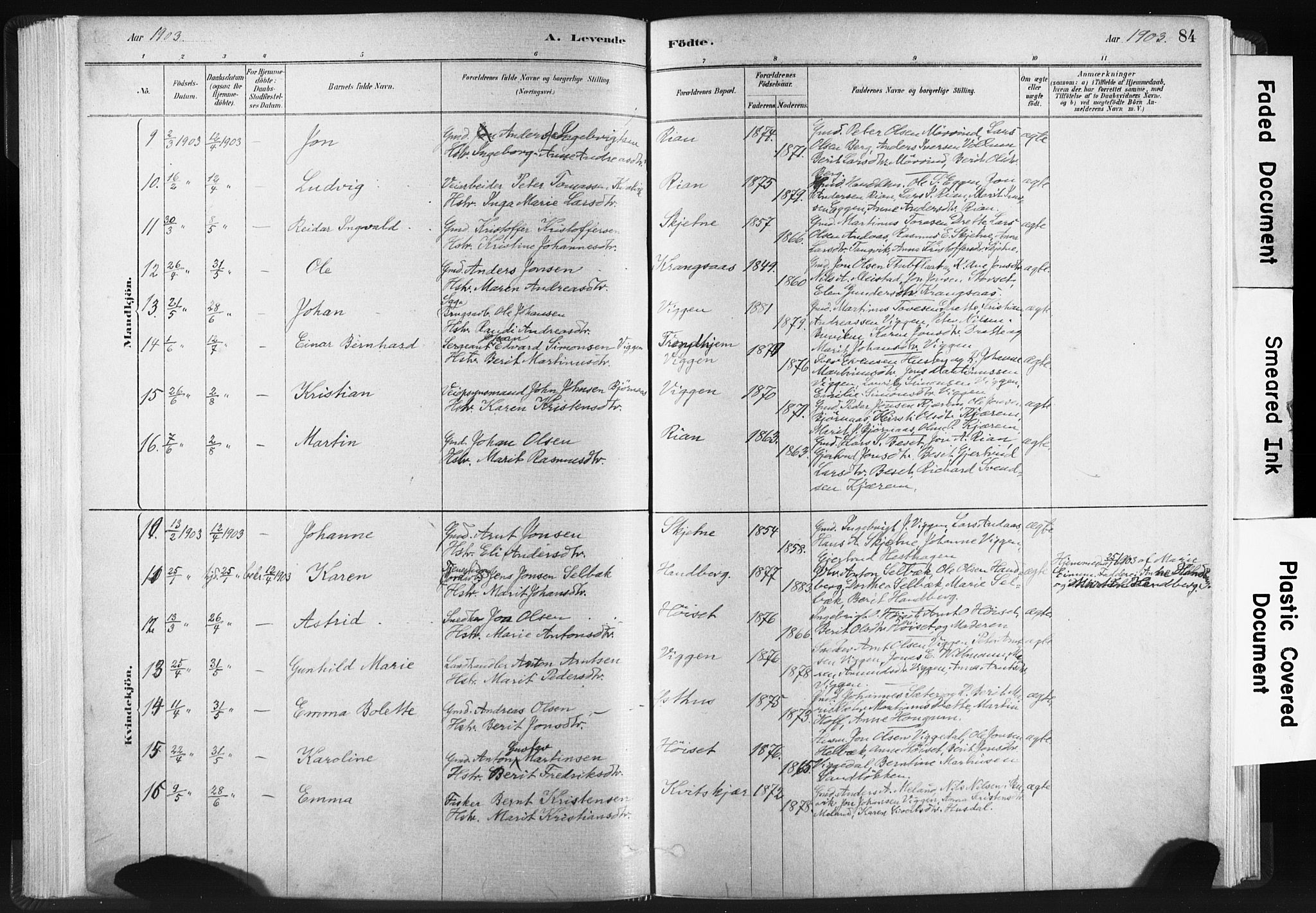 Ministerialprotokoller, klokkerbøker og fødselsregistre - Sør-Trøndelag, AV/SAT-A-1456/665/L0773: Parish register (official) no. 665A08, 1879-1905, p. 84