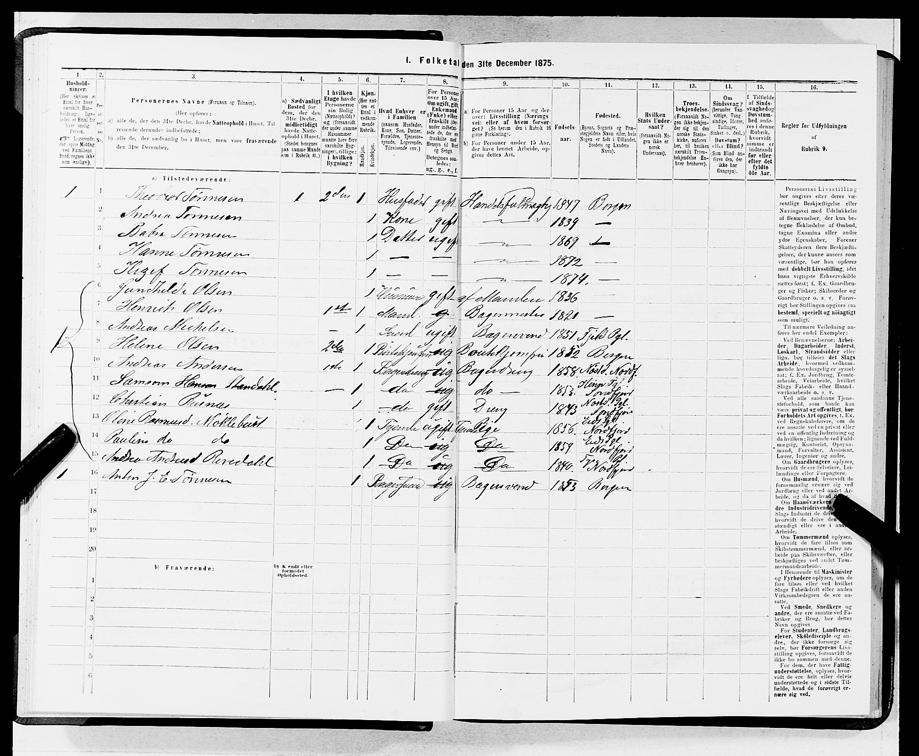 SAB, 1875 census for 1301 Bergen, 1875, p. 4610