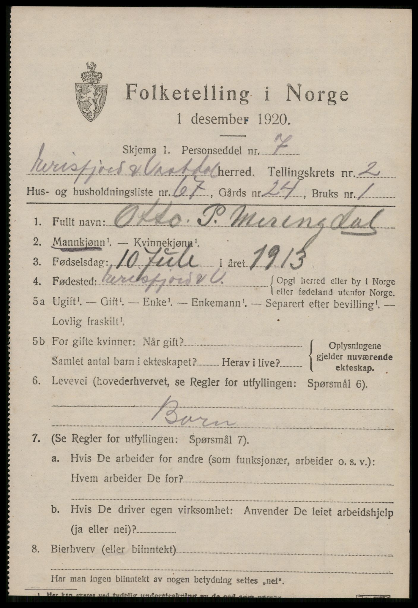 SAT, 1920 census for Eresfjord og Vistdal, 1920, p. 1649