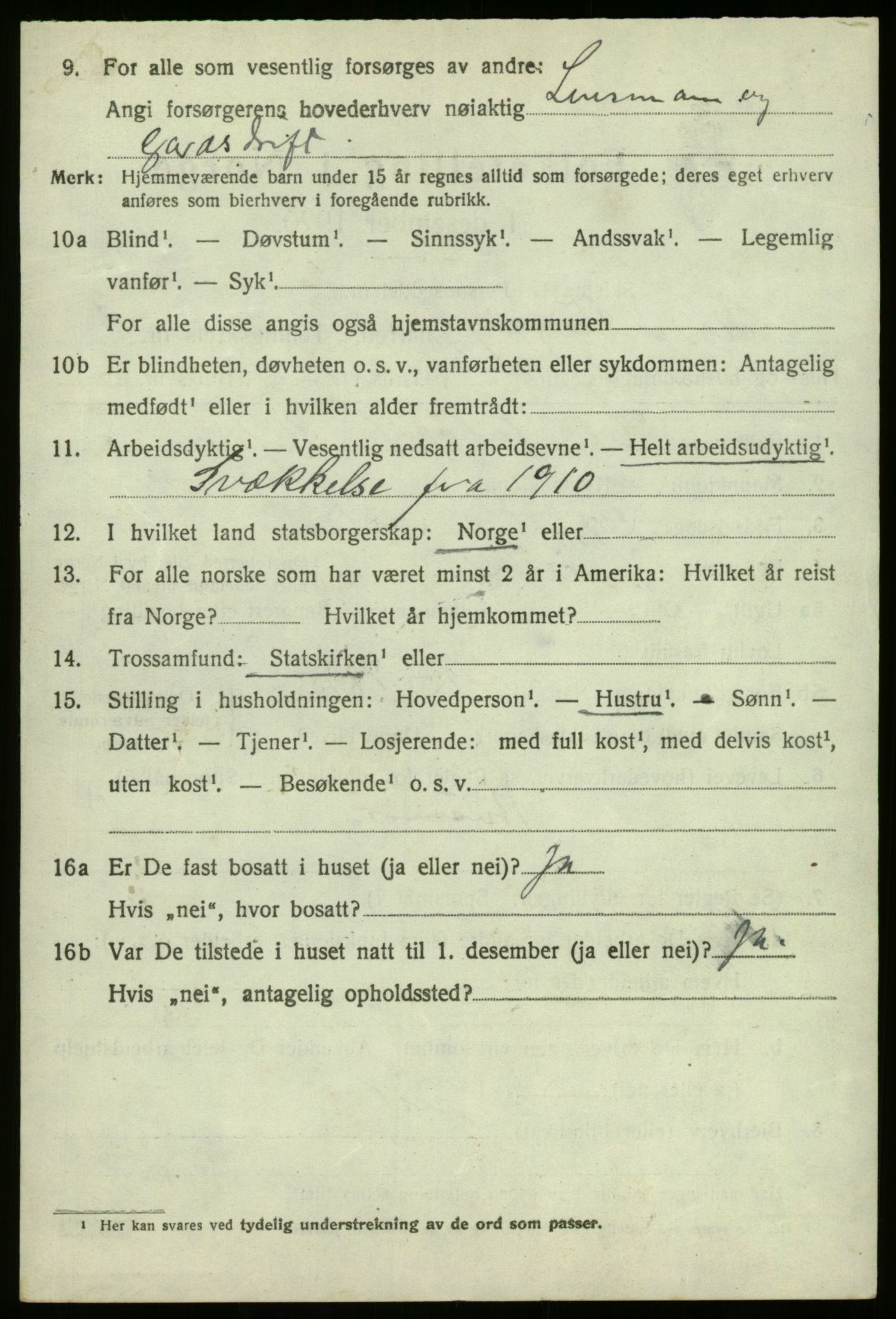 SAB, 1920 census for Nord-Vågsøy, 1920, p. 1039