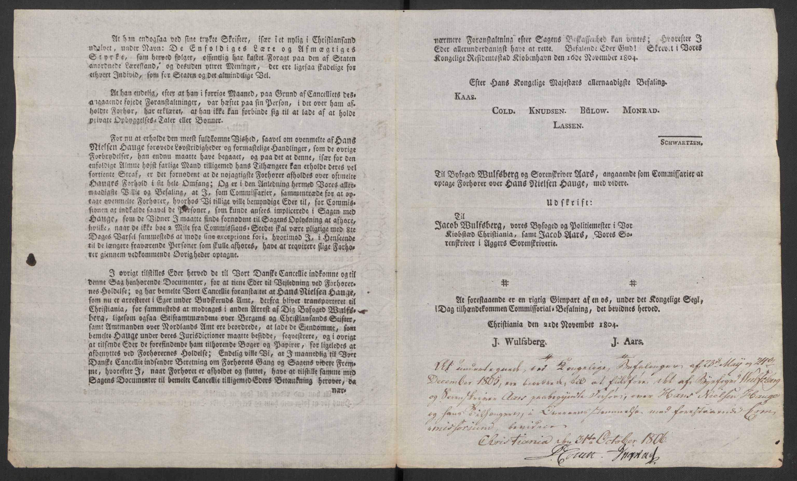 Justisdepartementet, Kommisjon i saken mot Hans Nielsen Hauge 1804, AV/RA-S-1151/D/L0003: Hans Nielsen Hauges sak, 1813, p. 643