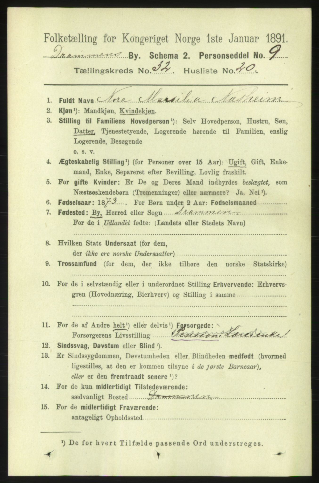 RA, 1891 census for 0602 Drammen, 1891, p. 19520