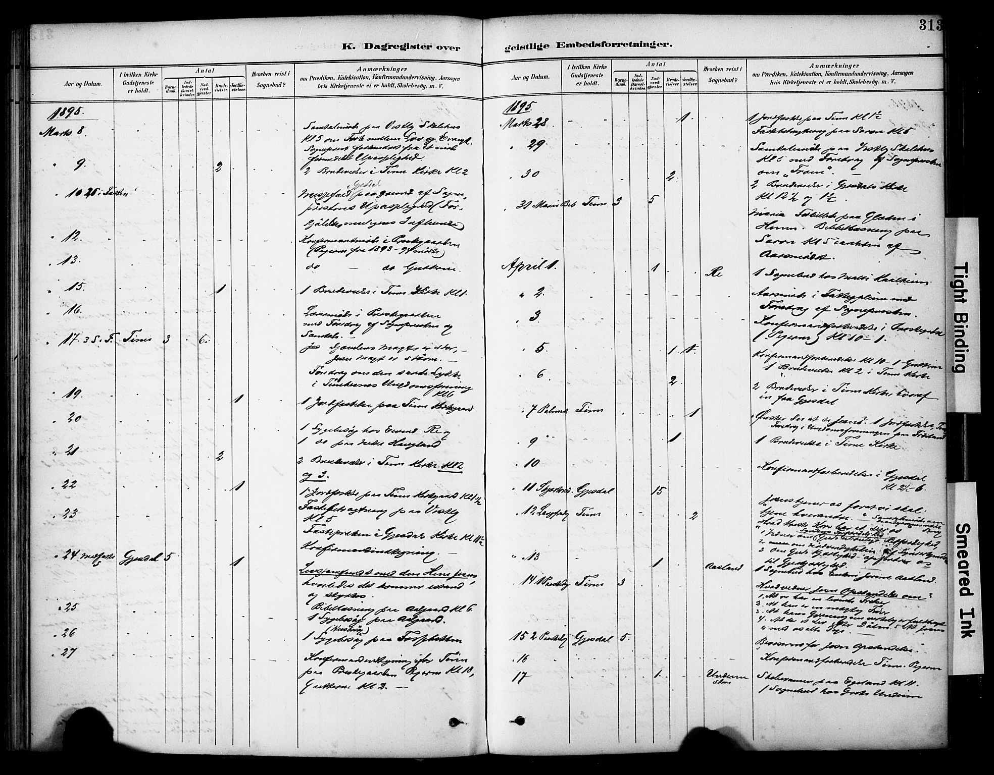 Lye sokneprestkontor, AV/SAST-A-101794/001/30BA/L0011: Parish register (official) no. A 9, 1893-1903, p. 313