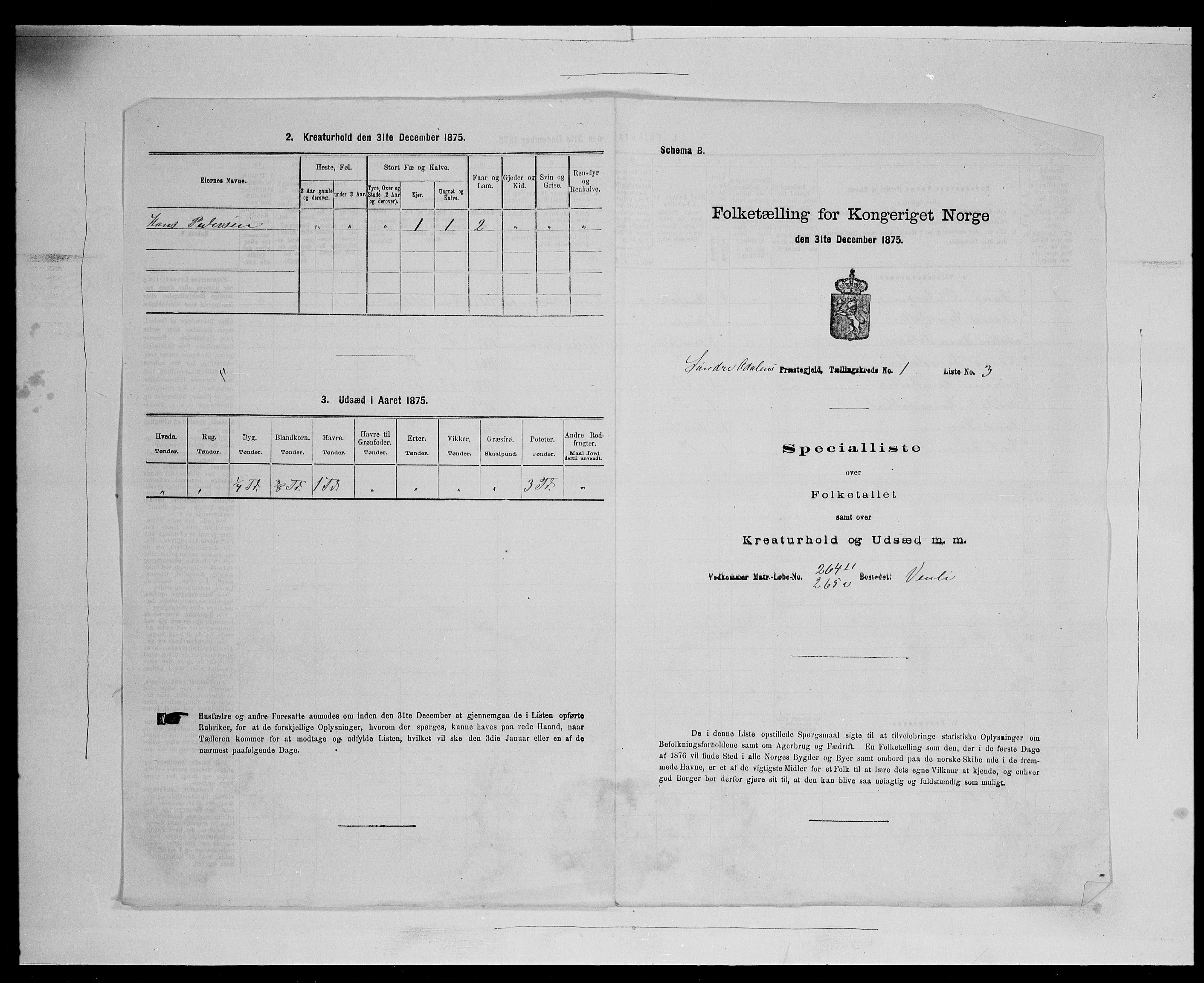 SAH, 1875 census for 0419P Sør-Odal, 1875, p. 141