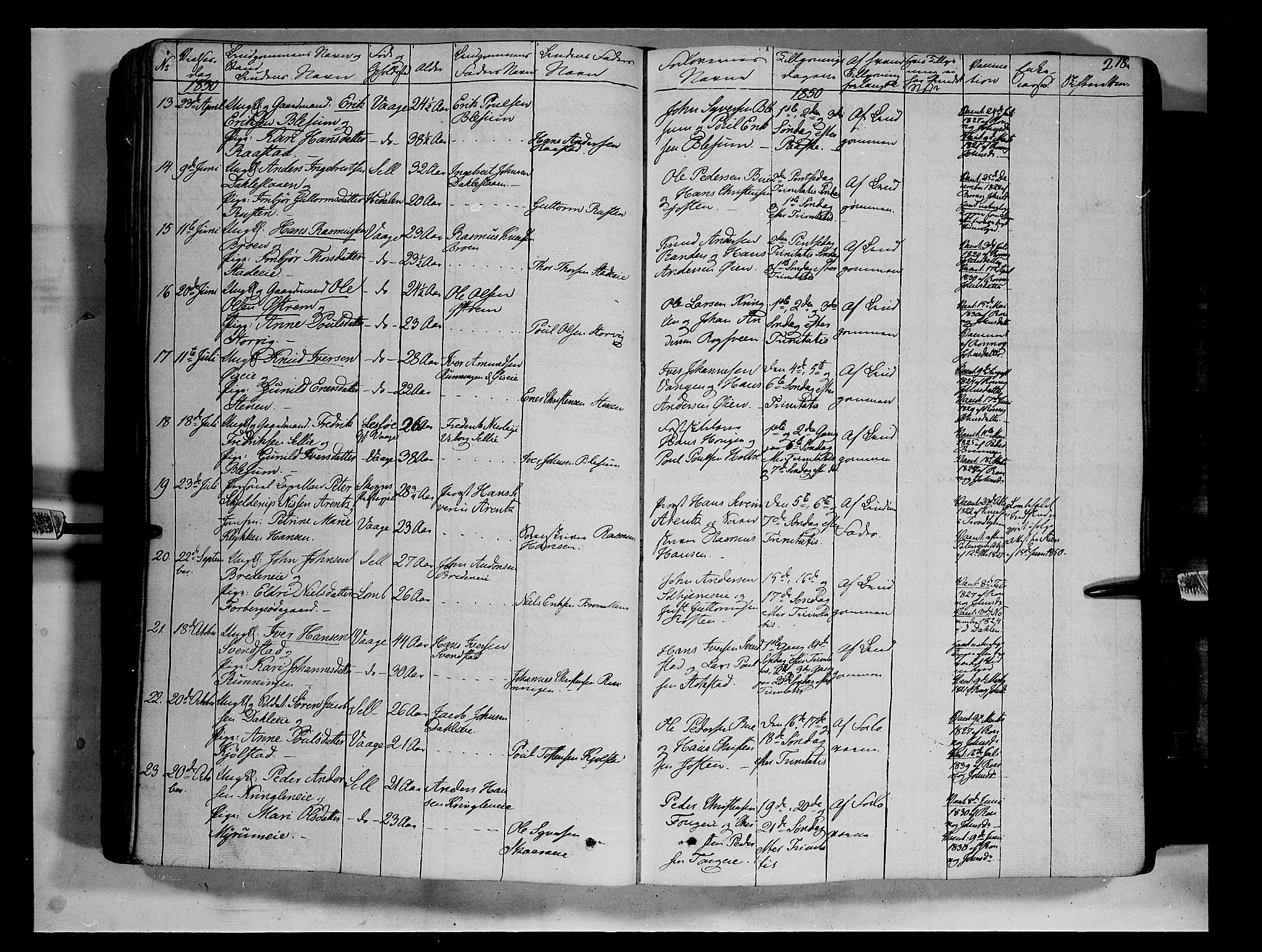 Vågå prestekontor, AV/SAH-PREST-076/H/Ha/Haa/L0005: Parish register (official) no. 5 /1, 1842-1856, p. 218