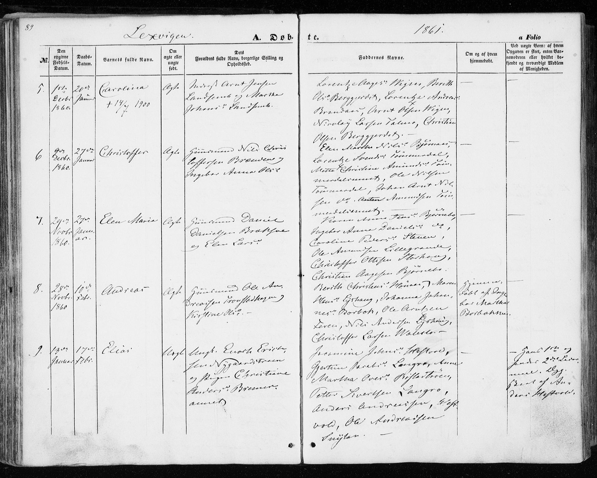 Ministerialprotokoller, klokkerbøker og fødselsregistre - Nord-Trøndelag, SAT/A-1458/701/L0008: Parish register (official) no. 701A08 /1, 1854-1863, p. 89