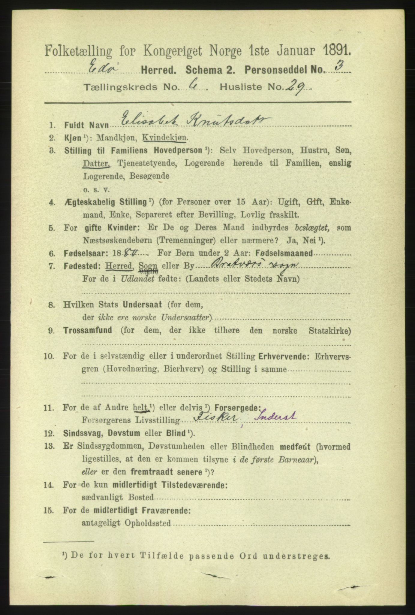 RA, 1891 census for 1573 Edøy, 1891, p. 1530