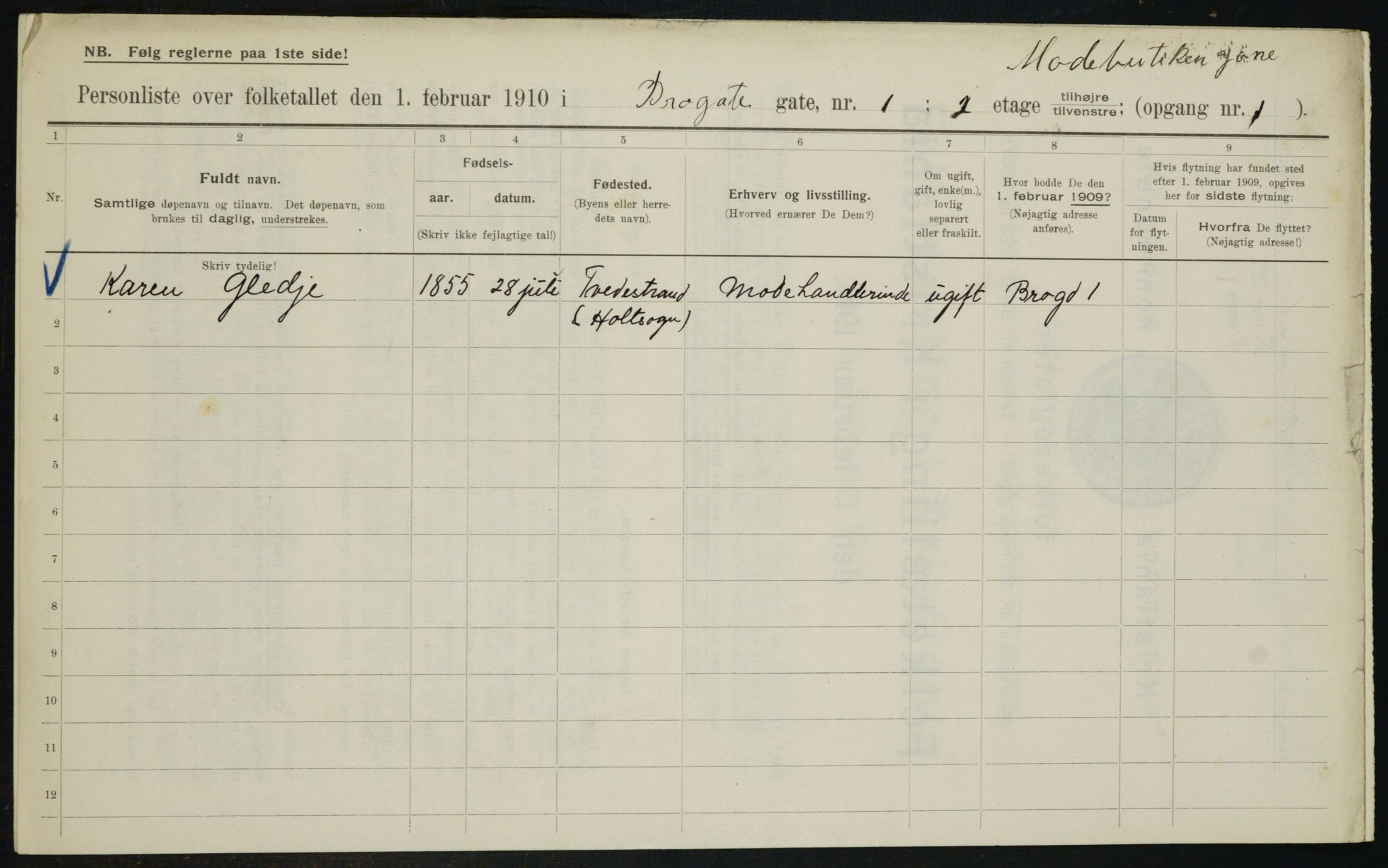 OBA, Municipal Census 1910 for Kristiania, 1910, p. 9303