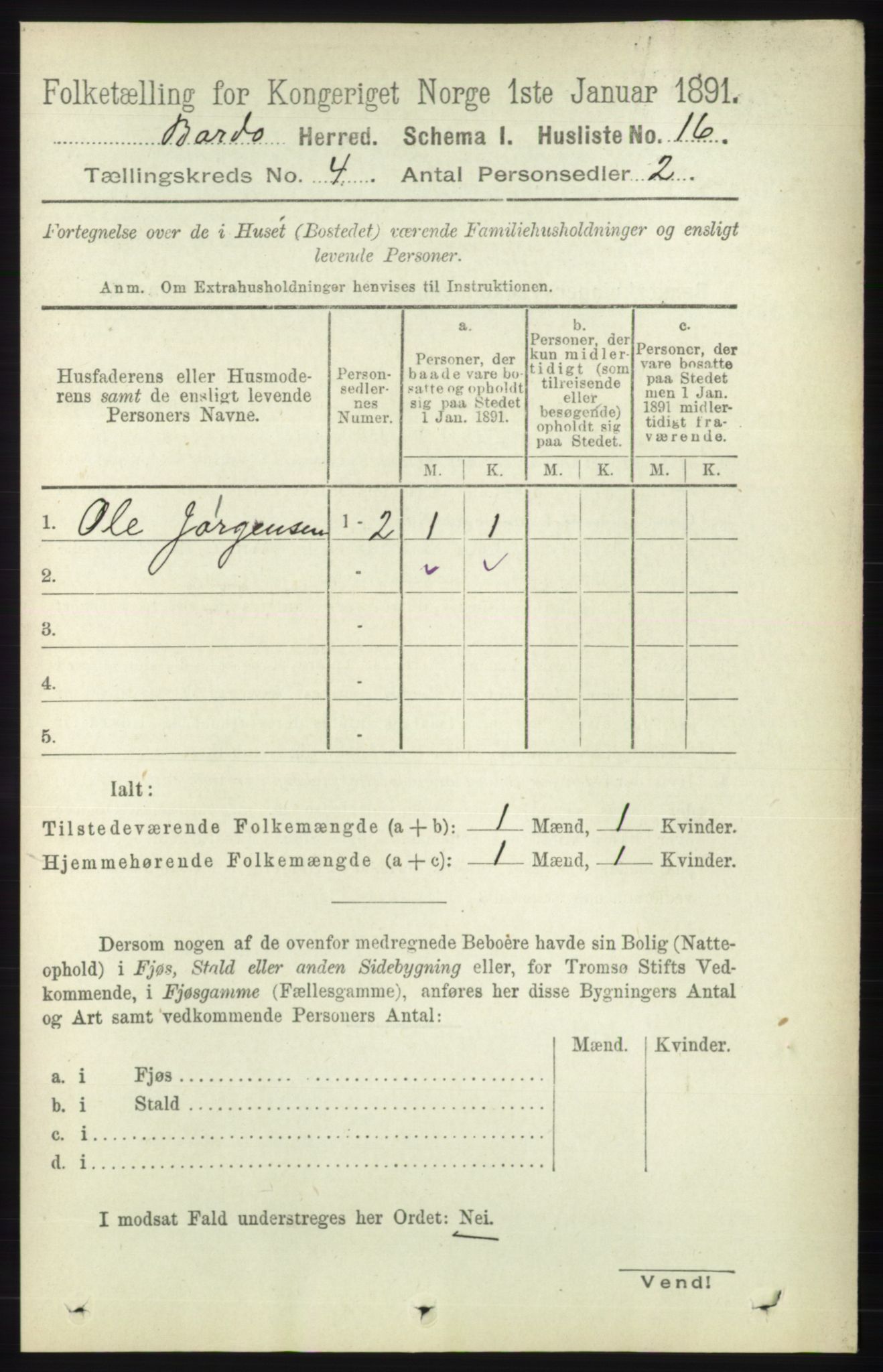 RA, 1891 census for 1922 Bardu, 1891, p. 1291