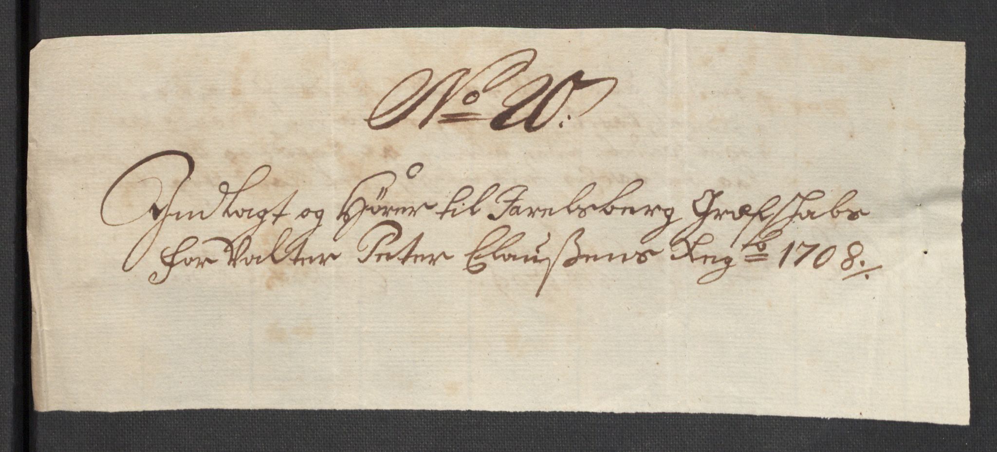 Rentekammeret inntil 1814, Reviderte regnskaper, Fogderegnskap, AV/RA-EA-4092/R32/L1873: Fogderegnskap Jarlsberg grevskap, 1708, p. 170