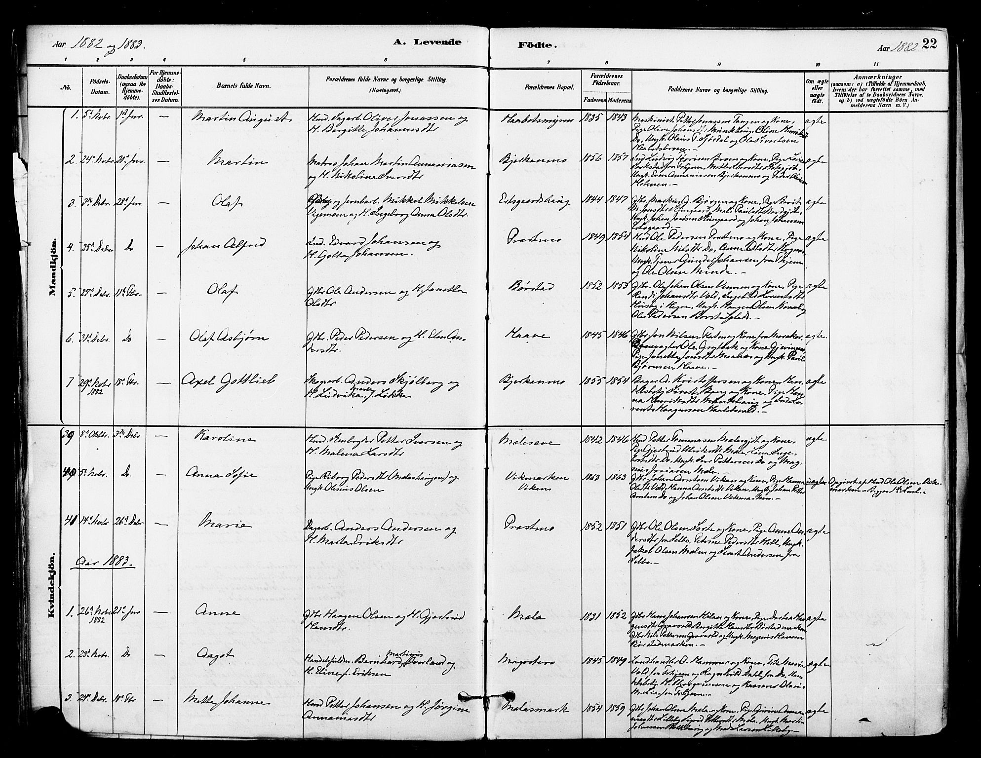 Ministerialprotokoller, klokkerbøker og fødselsregistre - Nord-Trøndelag, SAT/A-1458/709/L0077: Parish register (official) no. 709A17, 1880-1895, p. 22