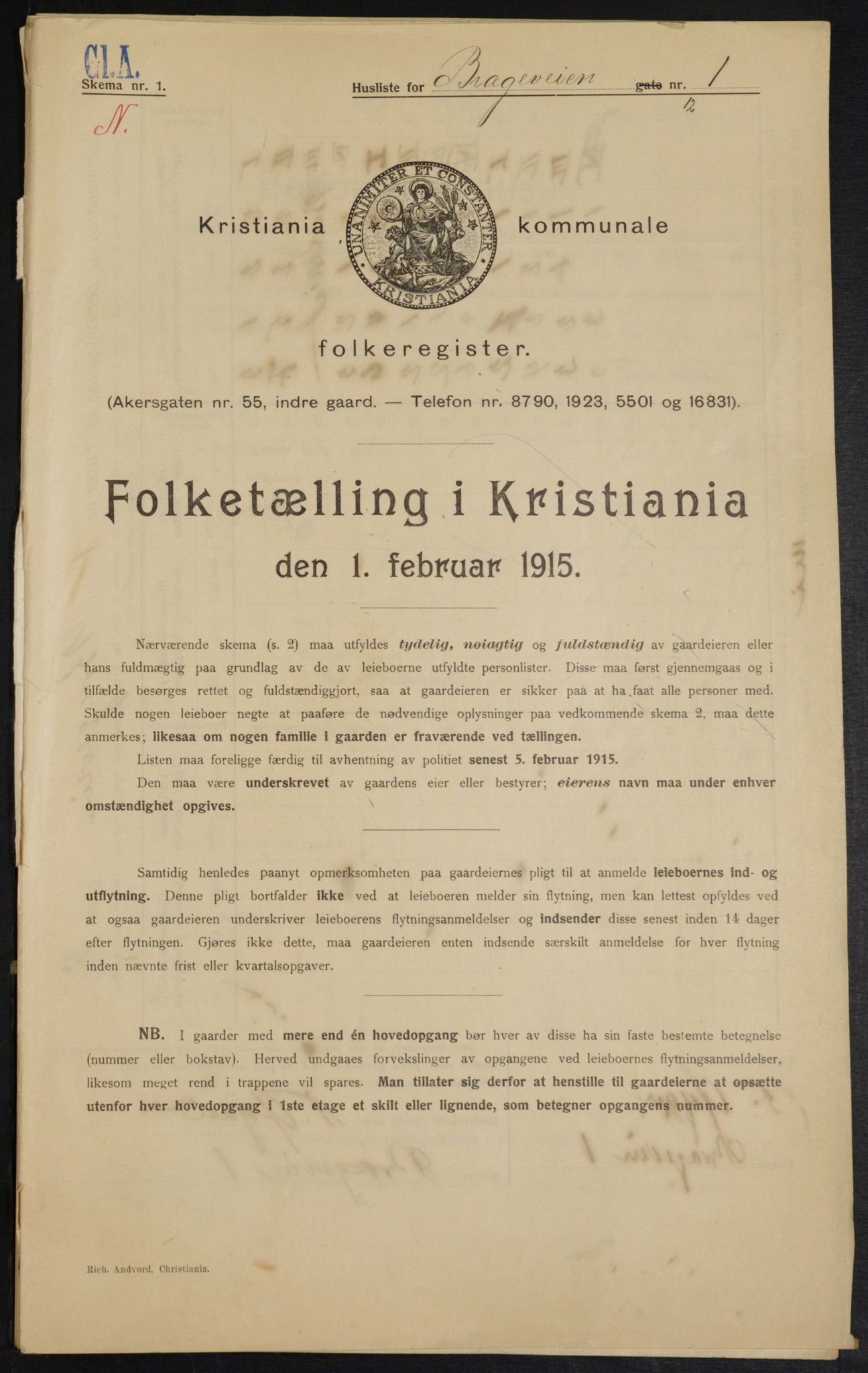 OBA, Municipal Census 1915 for Kristiania, 1915, p. 7946