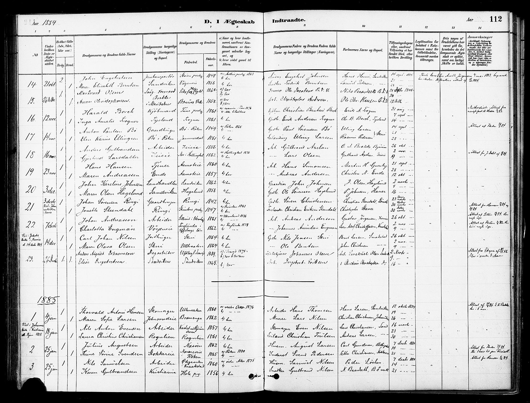 Asker prestekontor Kirkebøker, SAO/A-10256a/F/Fb/L0002: Parish register (official) no. II 2, 1879-1921, p. 112