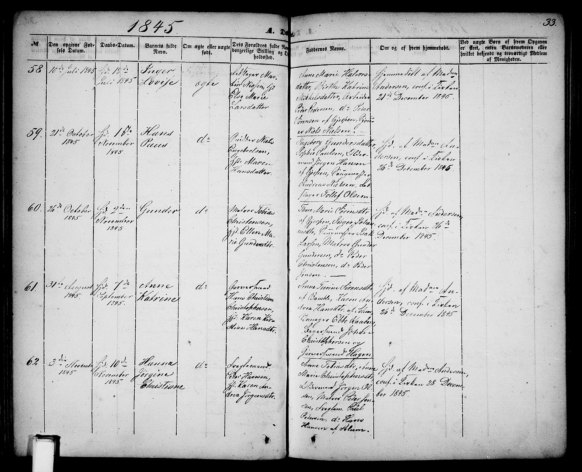 Skien kirkebøker, SAKO/A-302/G/Ga/L0004: Parish register (copy) no. 4, 1843-1867, p. 33