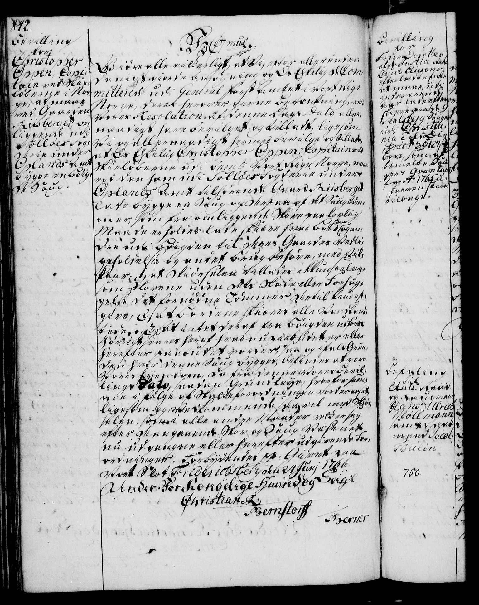 Rentekammeret, Kammerkanselliet, RA/EA-3111/G/Gg/Gga/L0007: Norsk ekspedisjonsprotokoll med register (merket RK 53.7), 1759-1768, p. 842