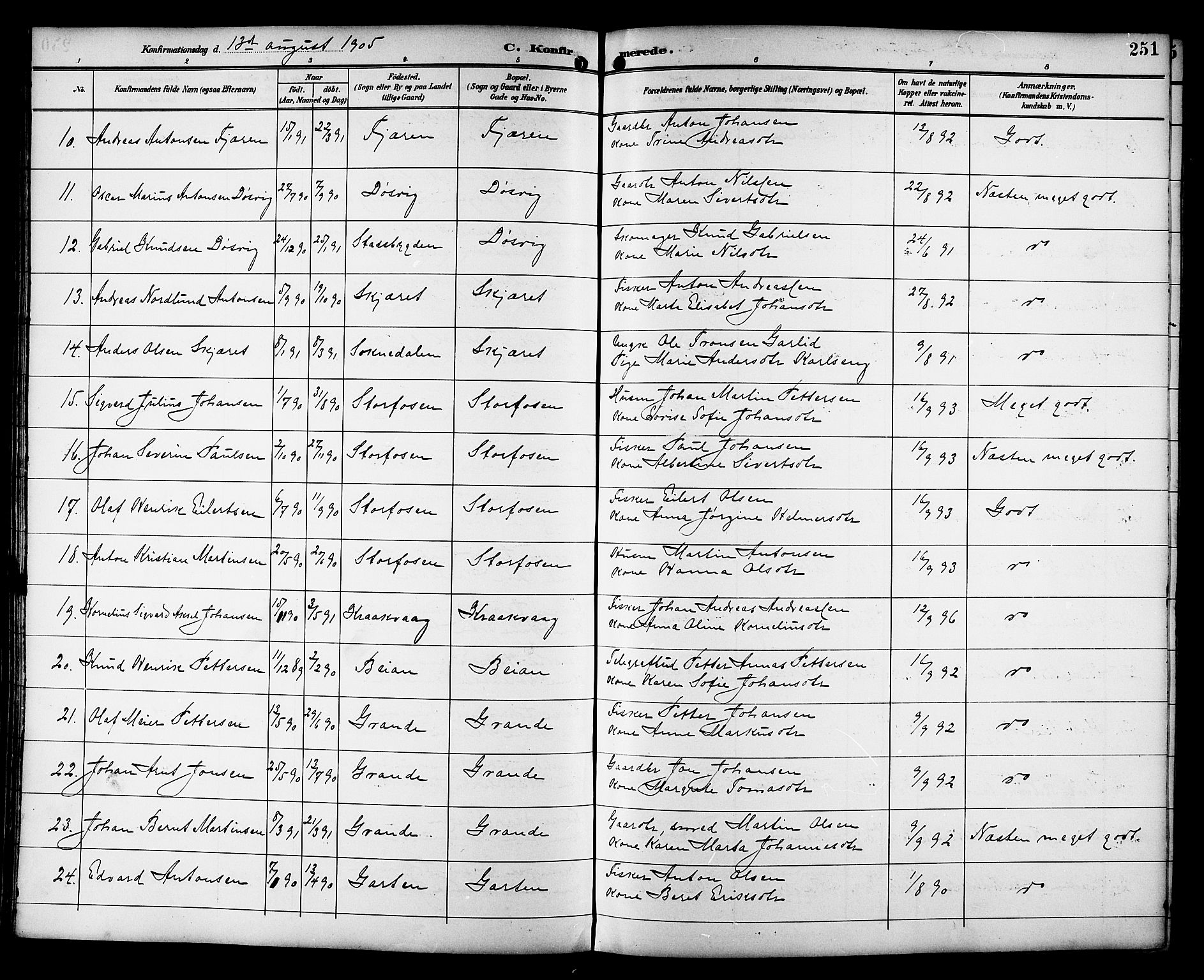Ministerialprotokoller, klokkerbøker og fødselsregistre - Sør-Trøndelag, SAT/A-1456/659/L0746: Parish register (copy) no. 659C03, 1893-1912, p. 251
