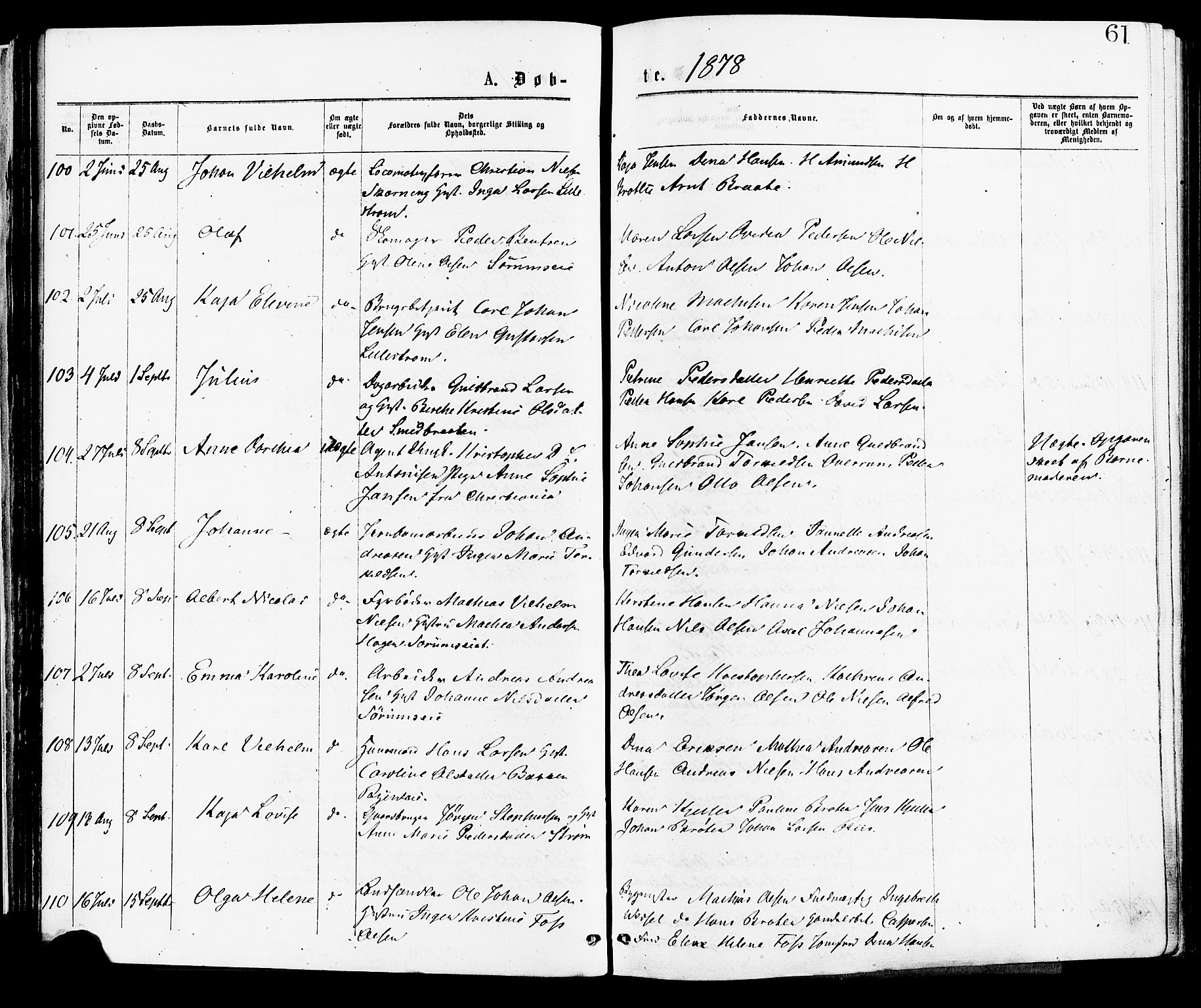 Skedsmo prestekontor Kirkebøker, AV/SAO-A-10033a/F/Fa/L0012: Parish register (official) no. I 12, 1876-1883, p. 61