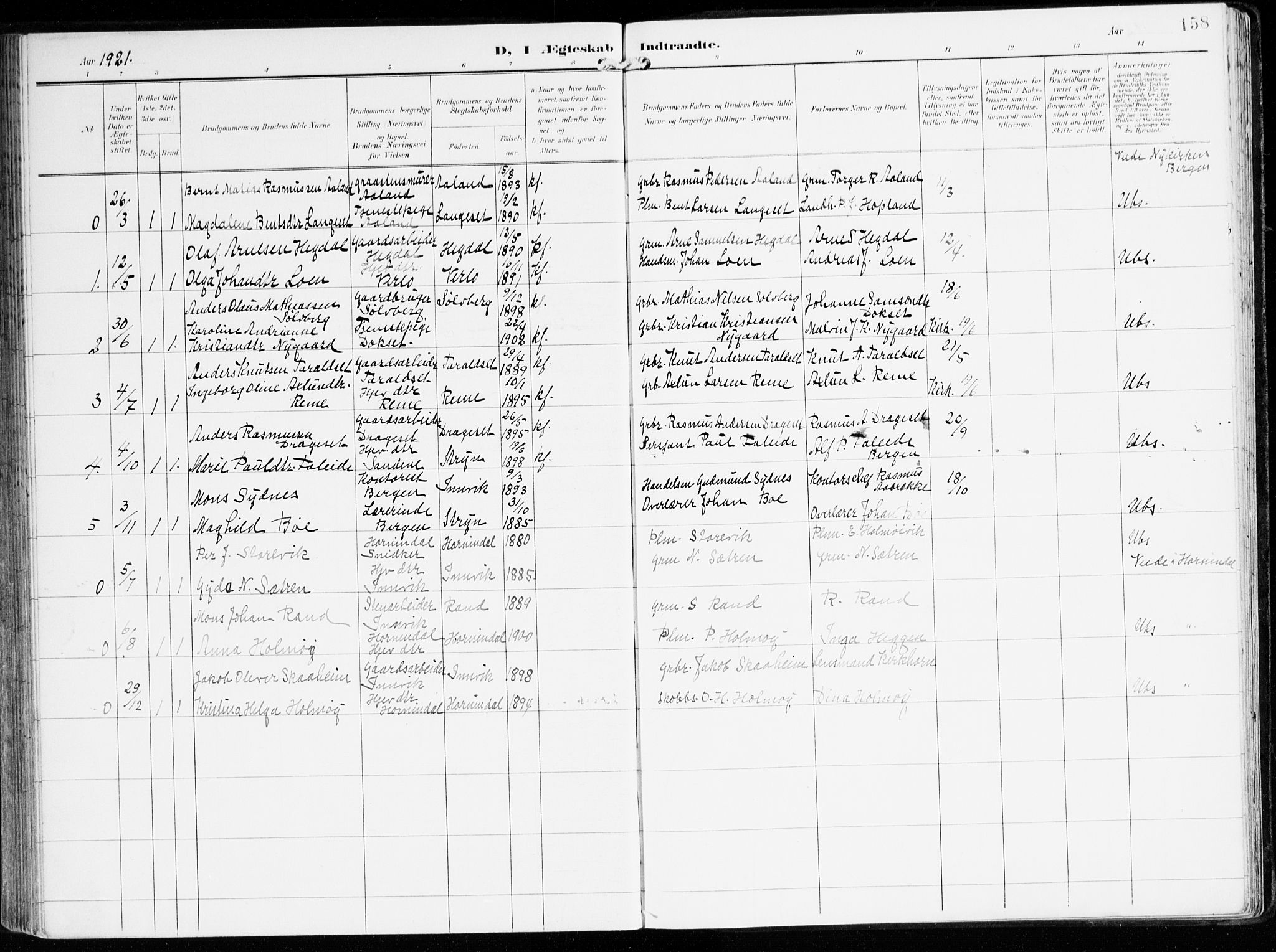 Innvik sokneprestembete, AV/SAB-A-80501: Parish register (official) no. B 2, 1903-1929, p. 158