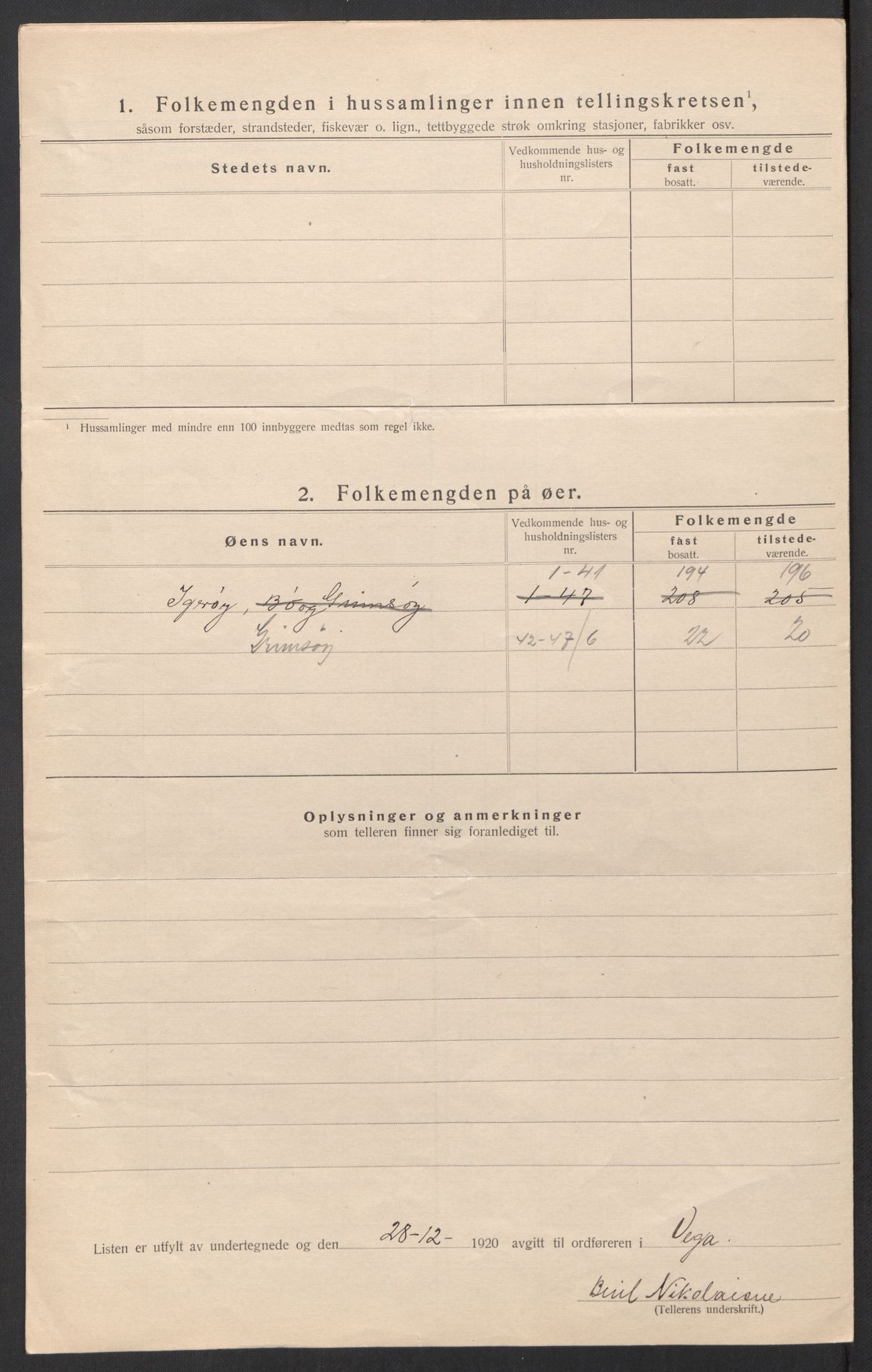 SAT, 1920 census for Vega, 1920, p. 11