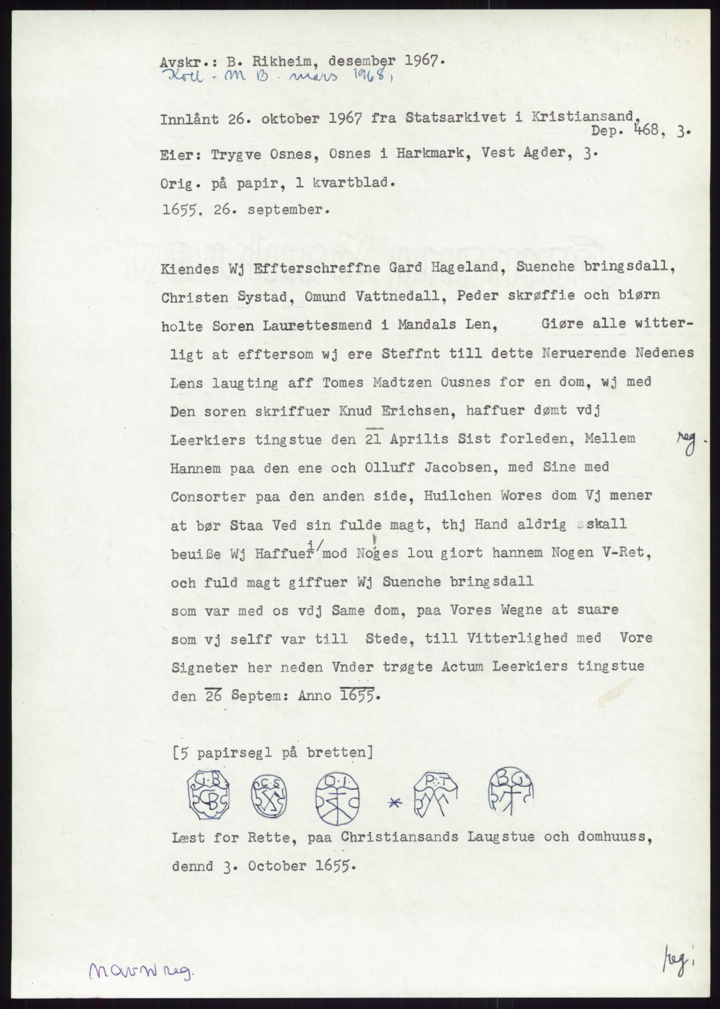 Samlinger til kildeutgivelse, Diplomavskriftsamlingen, AV/RA-EA-4053/H/Ha, p. 2305