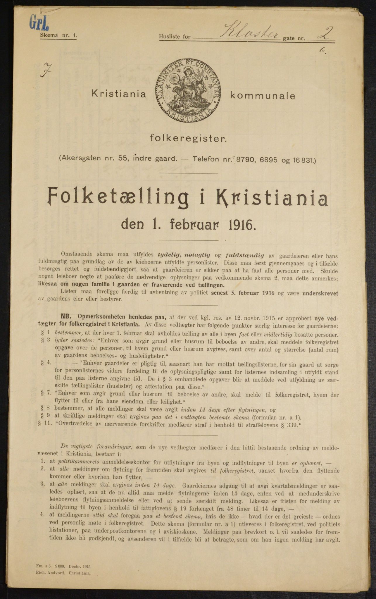 OBA, Municipal Census 1916 for Kristiania, 1916, p. 53193