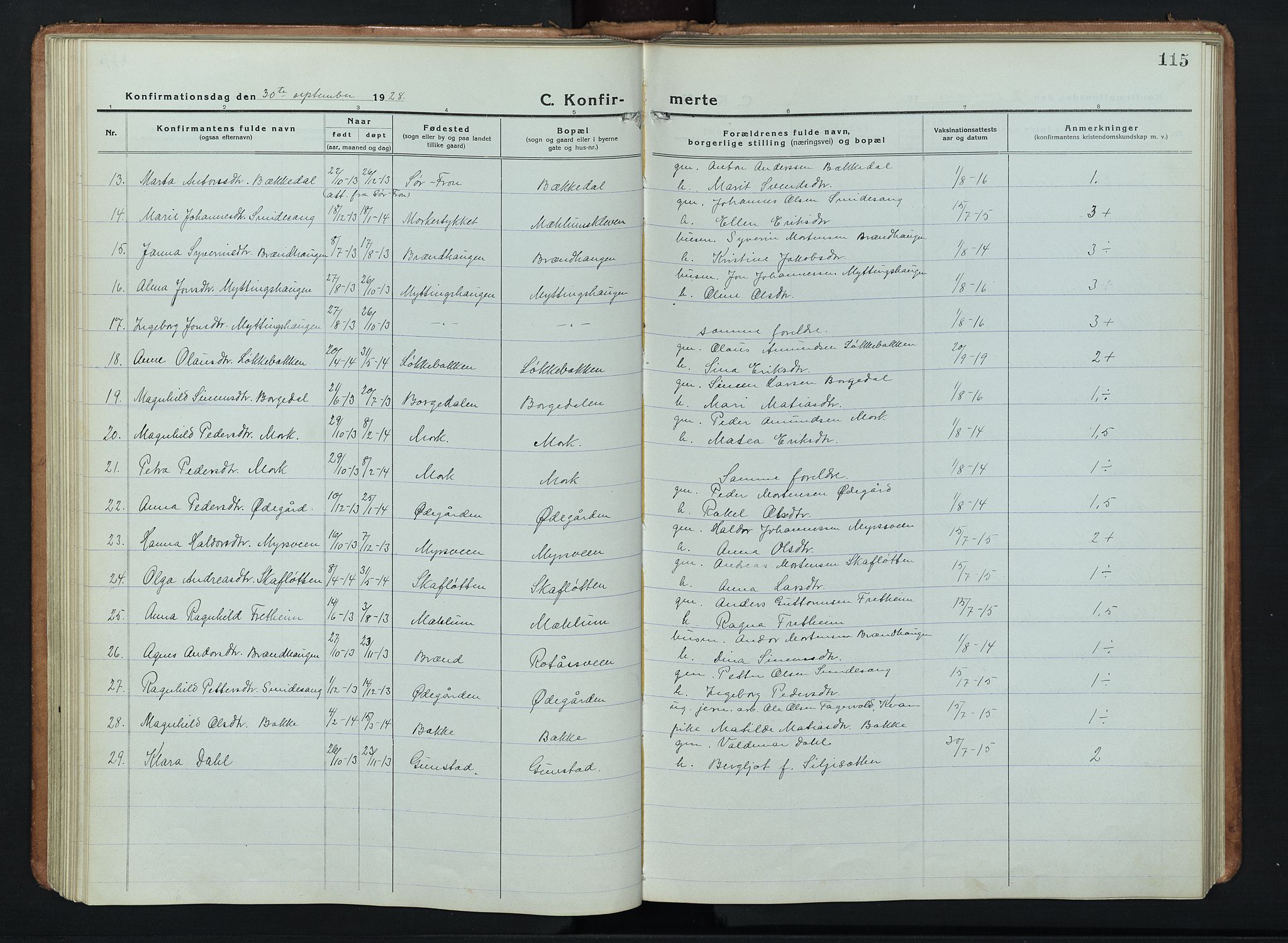 Ringebu prestekontor, AV/SAH-PREST-082/H/Ha/Hab/L0011: Parish register (copy) no. 11, 1921-1943, p. 115