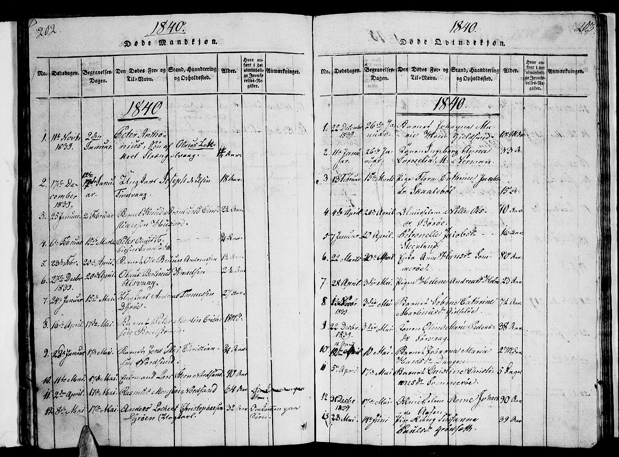 Ministerialprotokoller, klokkerbøker og fødselsregistre - Nordland, AV/SAT-A-1459/893/L1346: Parish register (copy) no. 893C01, 1820-1858, p. 202-203