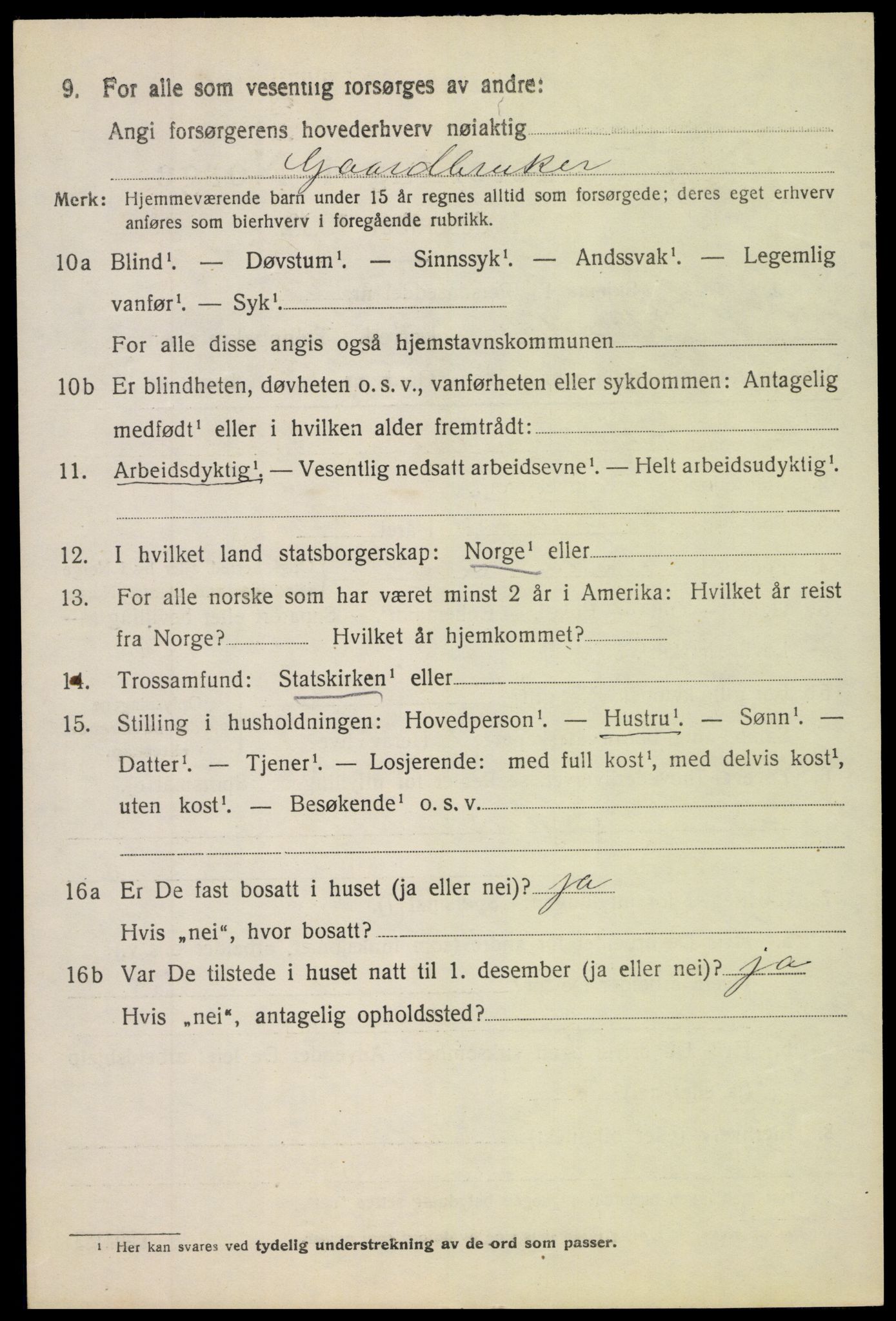 SAH, 1920 census for Etnedal, 1920, p. 1479