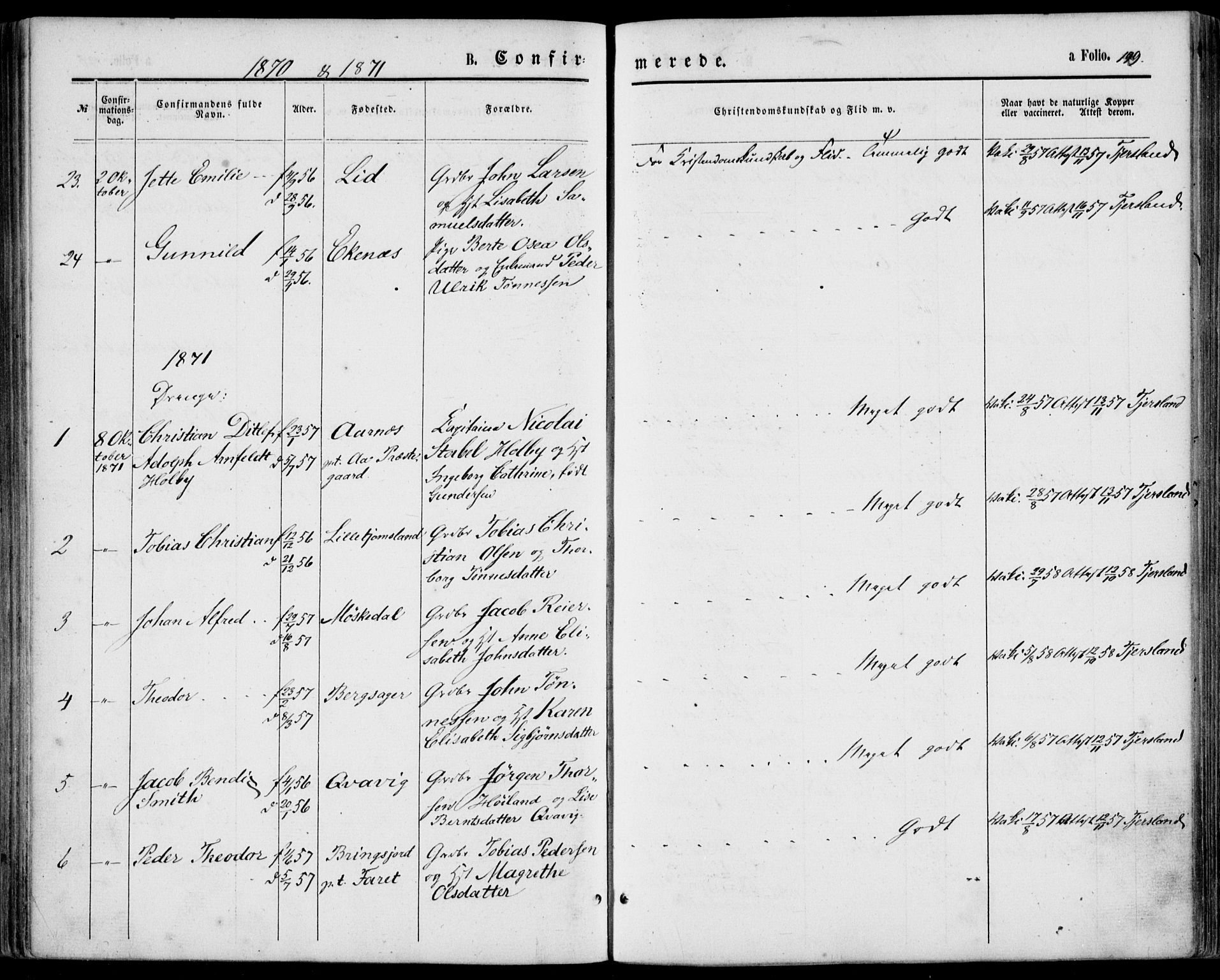 Lyngdal sokneprestkontor, SAK/1111-0029/F/Fa/Fac/L0010: Parish register (official) no. A 10, 1865-1878, p. 199