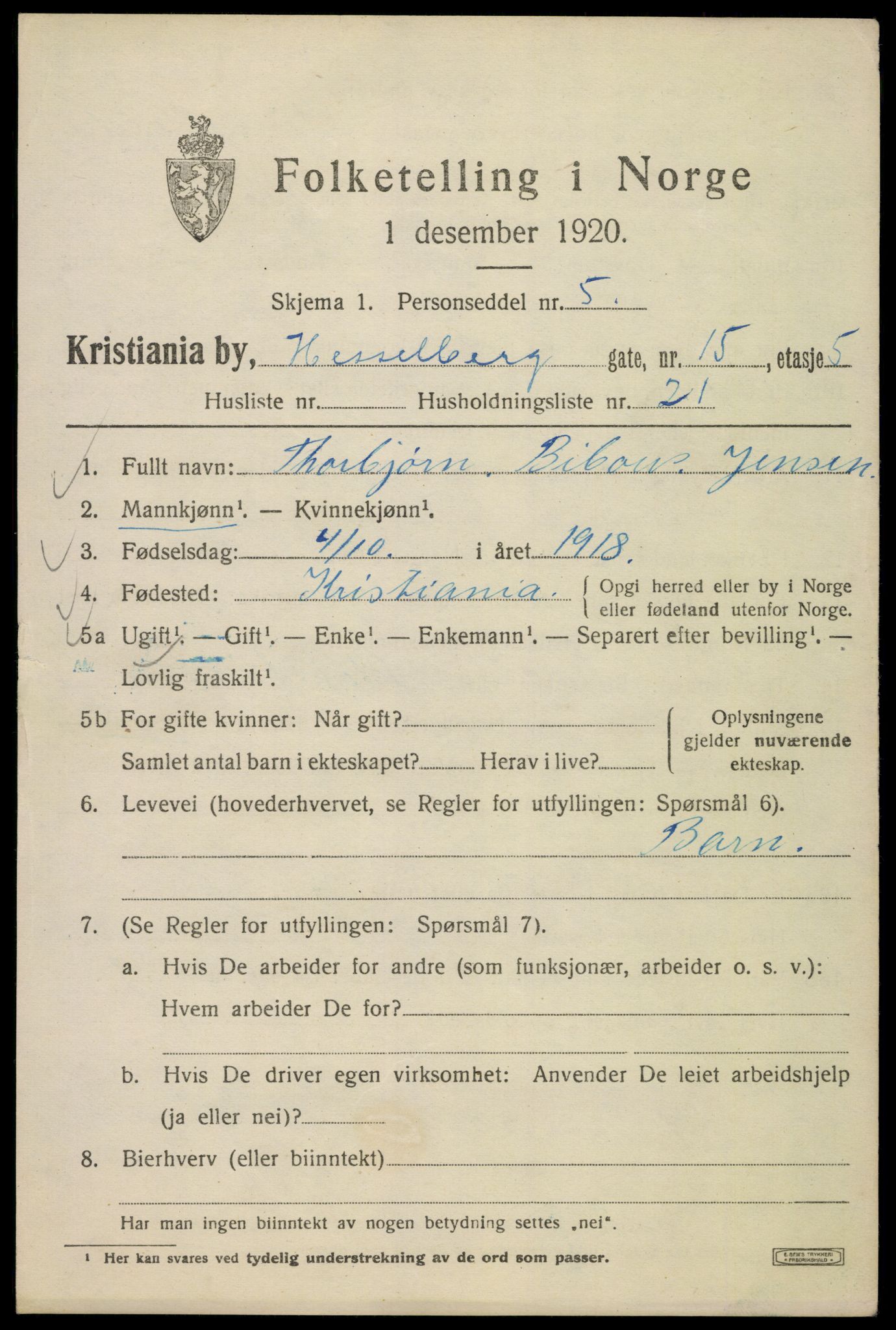 SAO, 1920 census for Kristiania, 1920, p. 293903