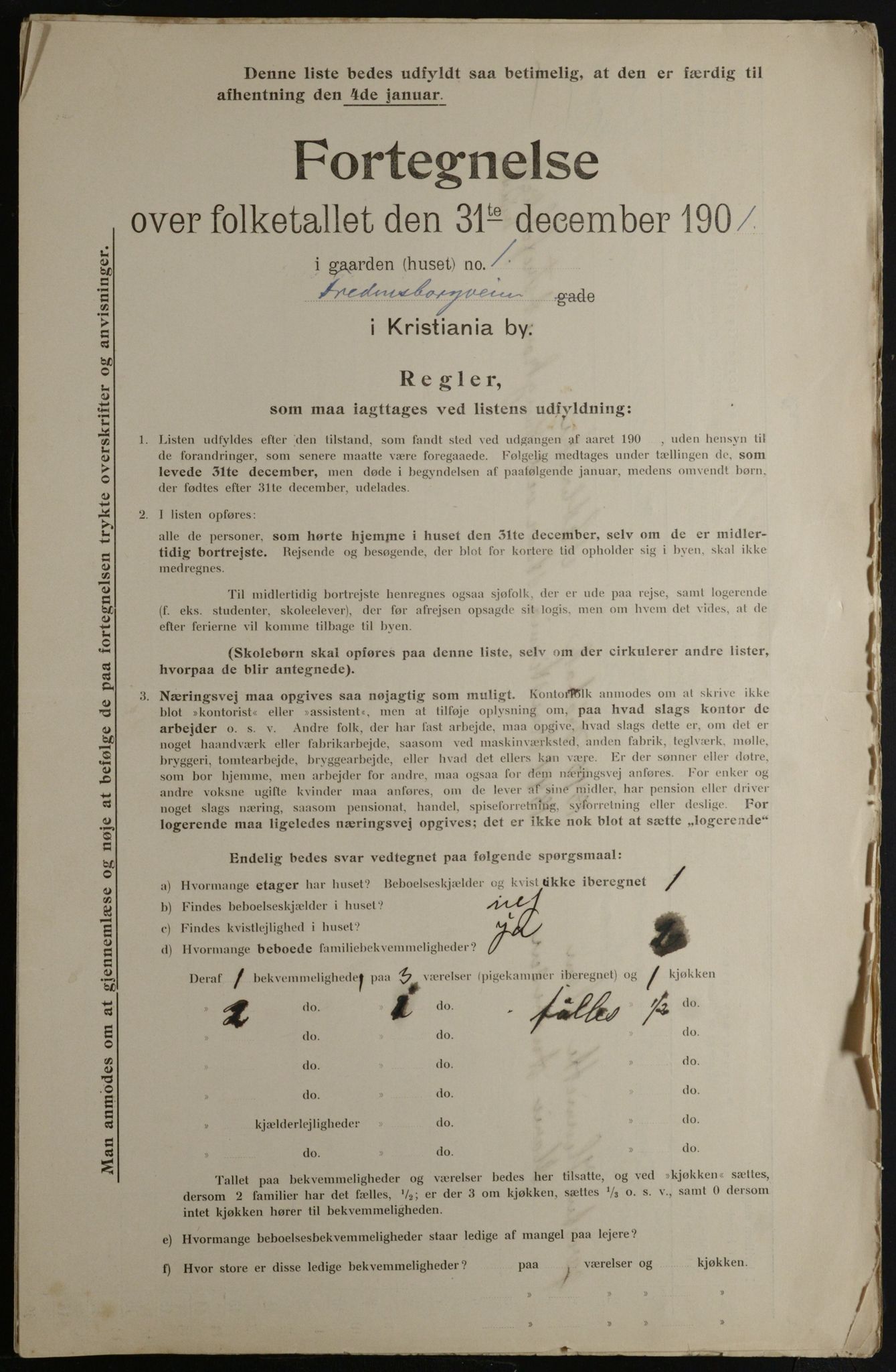 OBA, Municipal Census 1901 for Kristiania, 1901, p. 4119