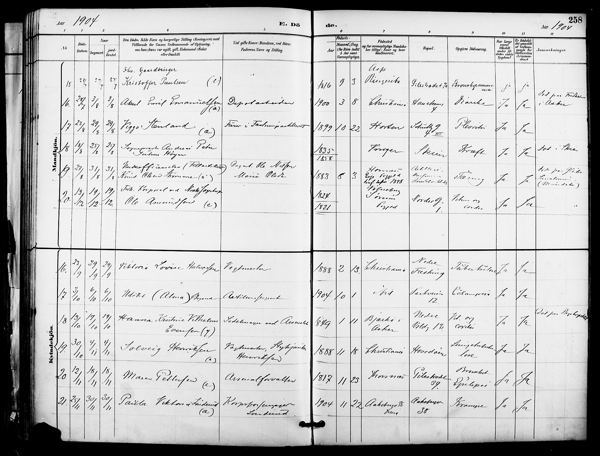 Garnisonsmenigheten Kirkebøker, SAO/A-10846/F/Fa/L0013: Parish register (official) no. 13, 1894-1904, p. 258