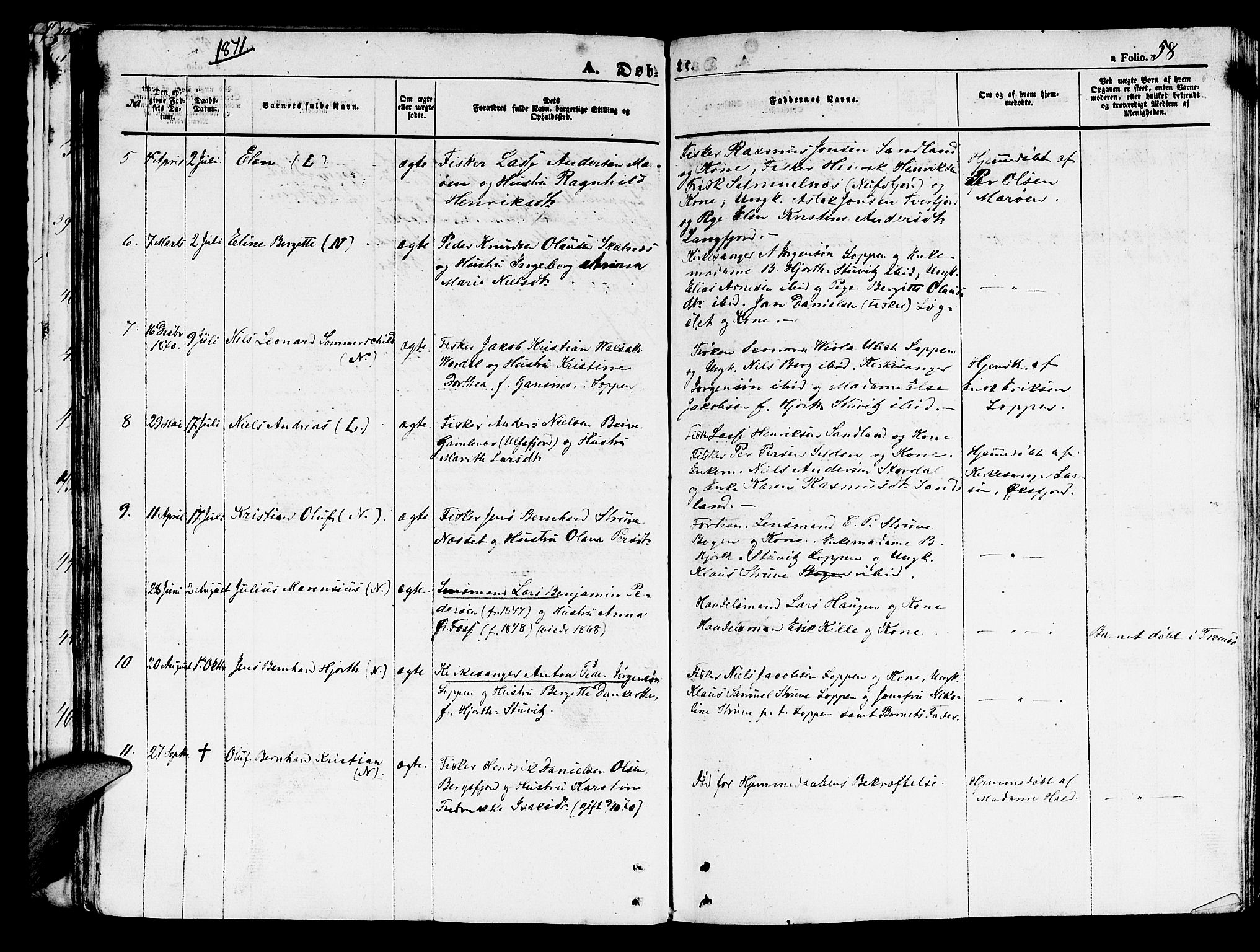 Loppa sokneprestkontor, SATØ/S-1339/H/Hb/L0002klokker: Parish register (copy) no. 2, 1850-1880, p. 58
