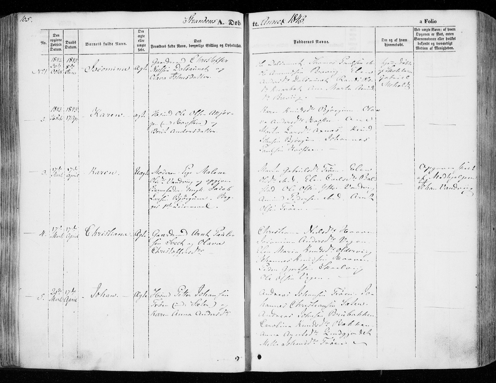 Ministerialprotokoller, klokkerbøker og fødselsregistre - Nord-Trøndelag, SAT/A-1458/701/L0007: Parish register (official) no. 701A07 /2, 1842-1854, p. 105