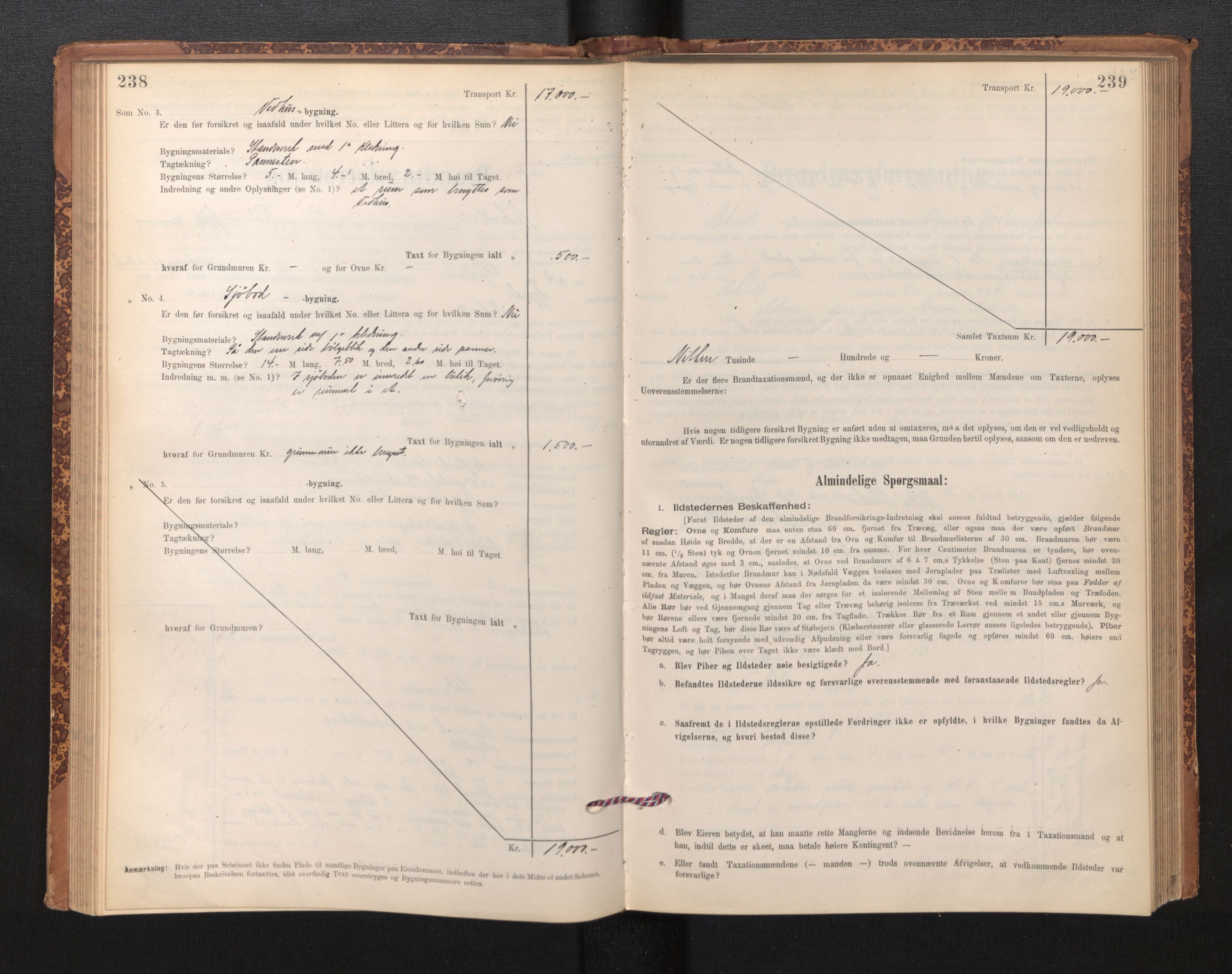 Lensmannen i Askvoll, AV/SAB-A-26301/0012/L0004: Branntakstprotokoll, skjematakst og liste over branntakstmenn, 1895-1932, p. 238-239